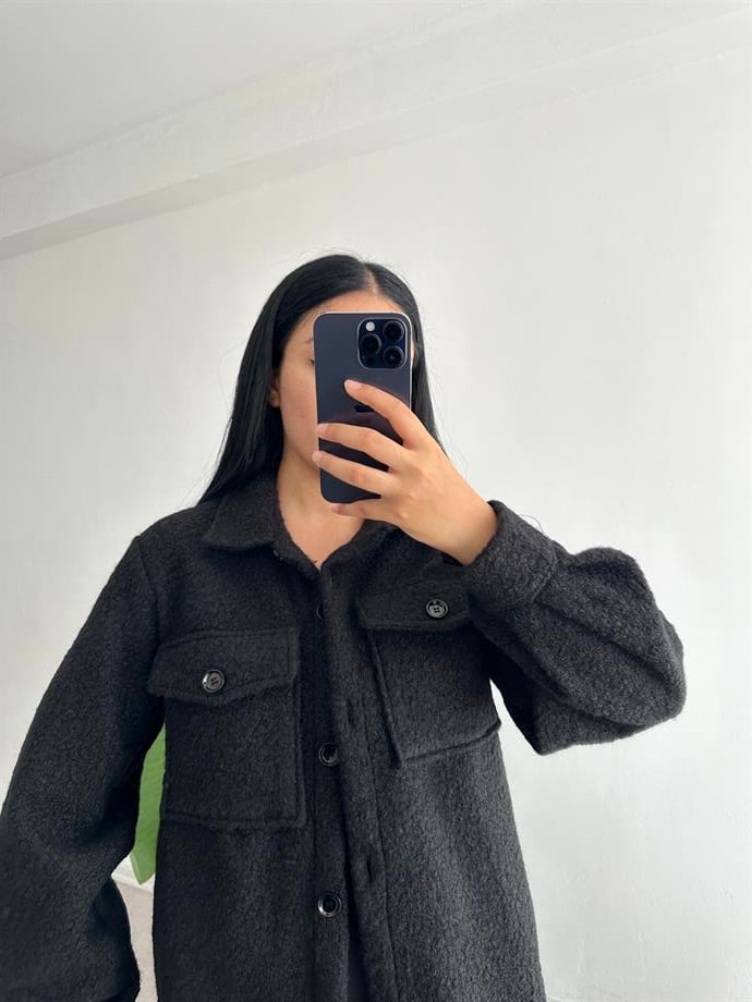 Kalın kaşe gömlek siyah