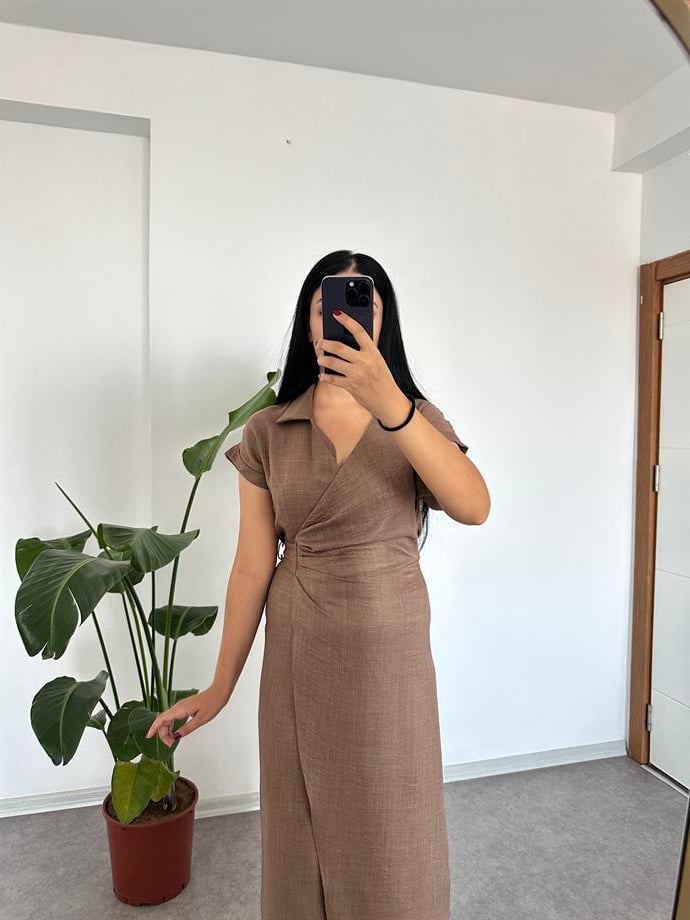 Keten kruvaze elbise