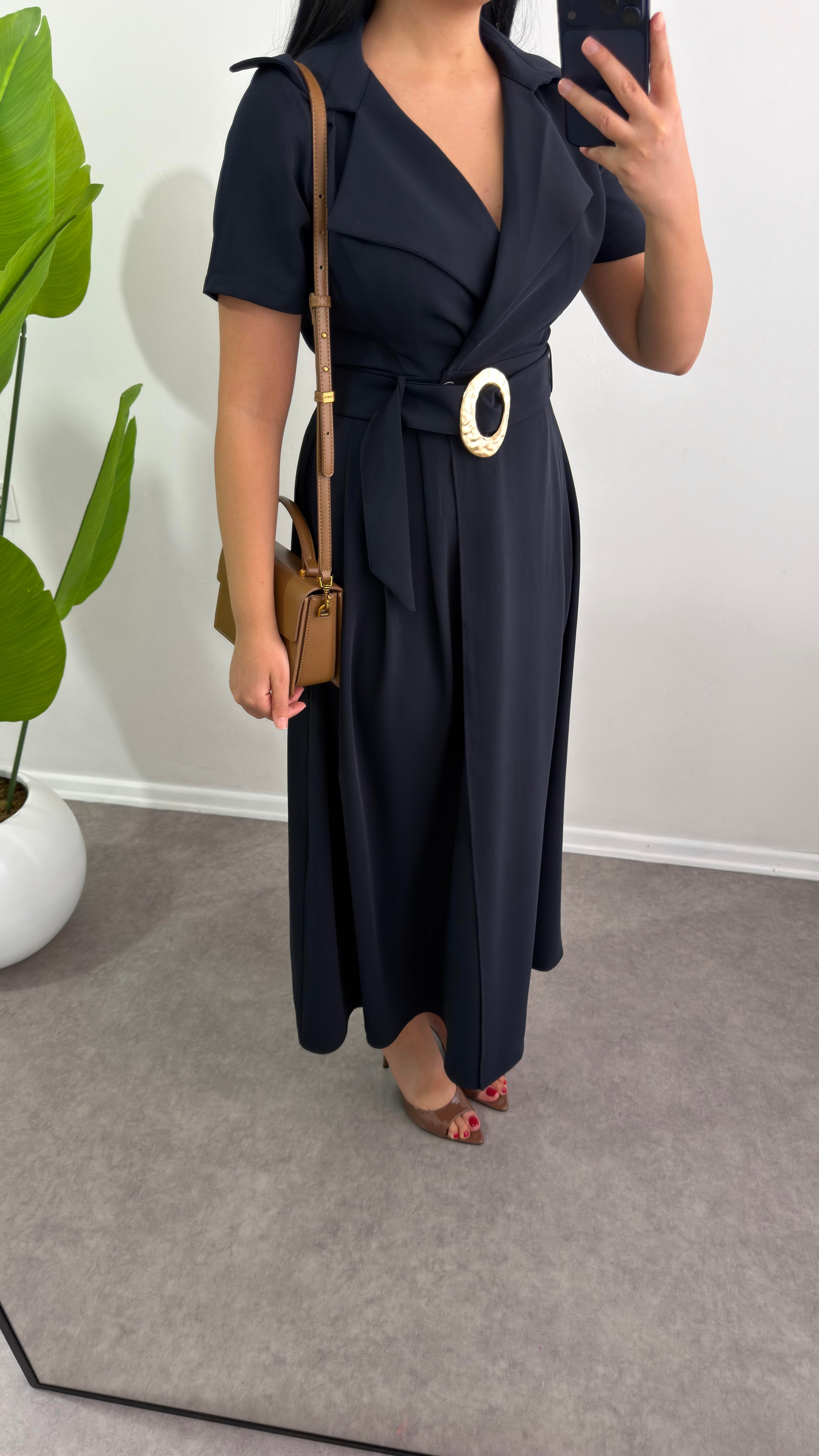 Lasa Lacivert Maxsi Elbise