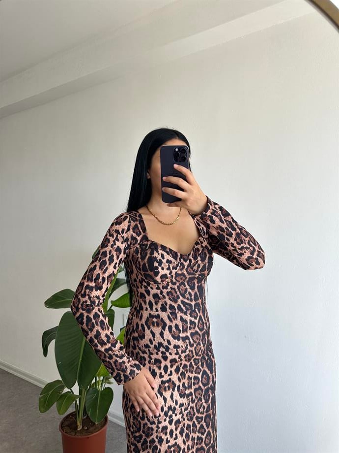 Leopar elbise 