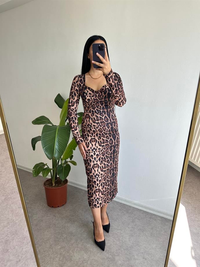 Leopar elbise 
