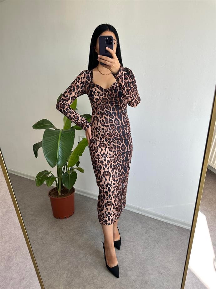 Leopar elbise 