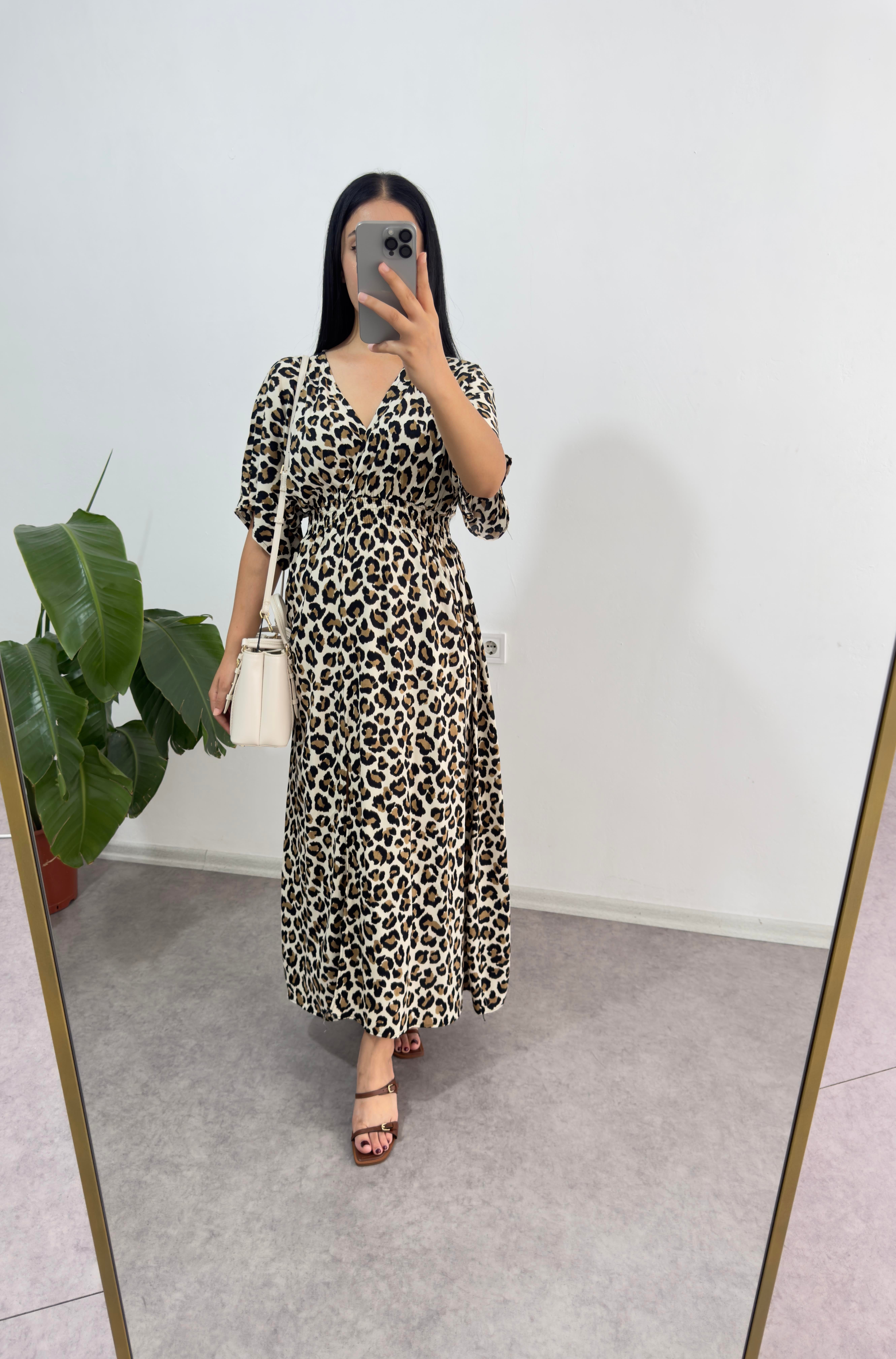 Leopar Viskon Elbise