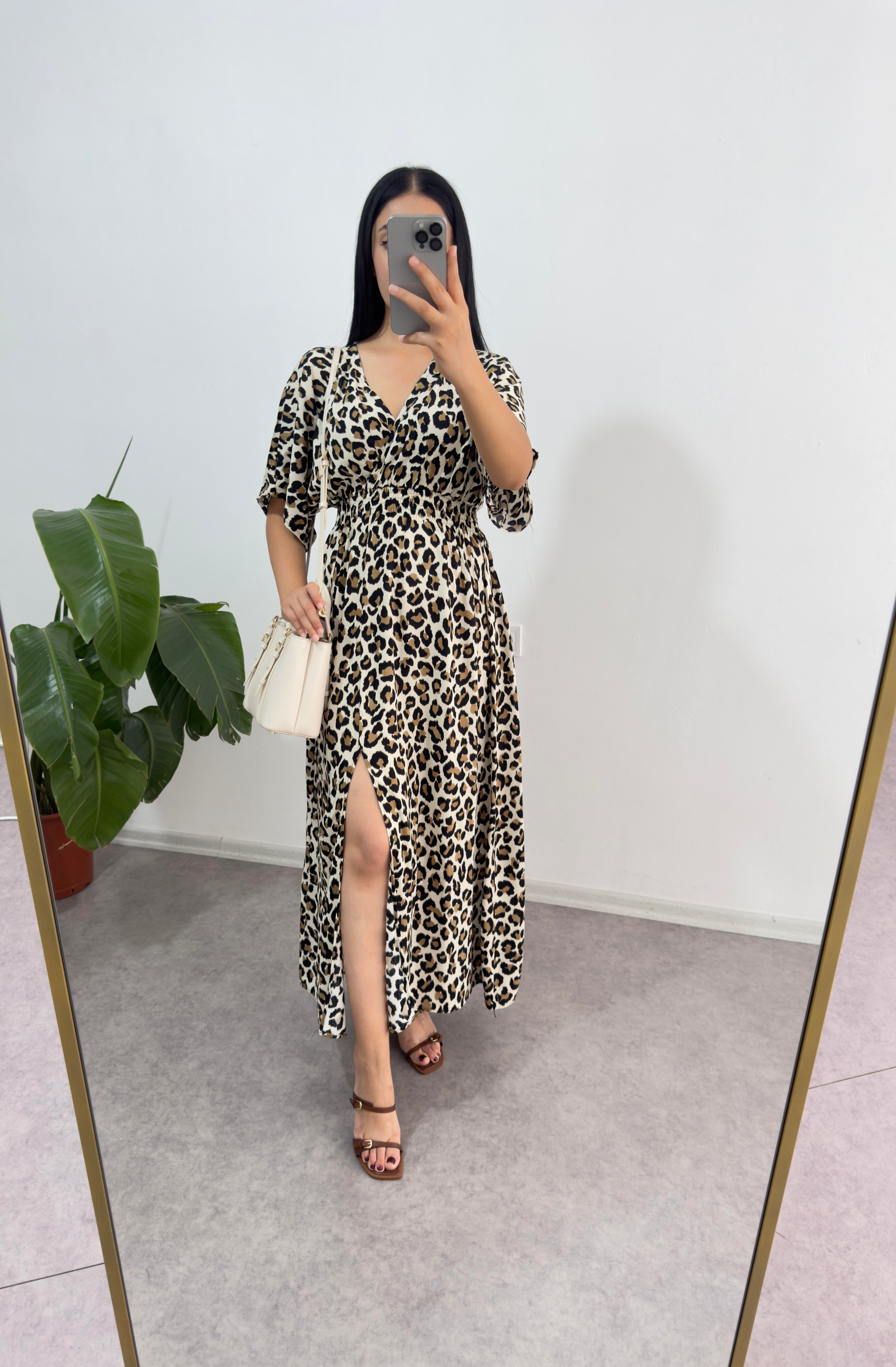 Leopar Viskon Elbise