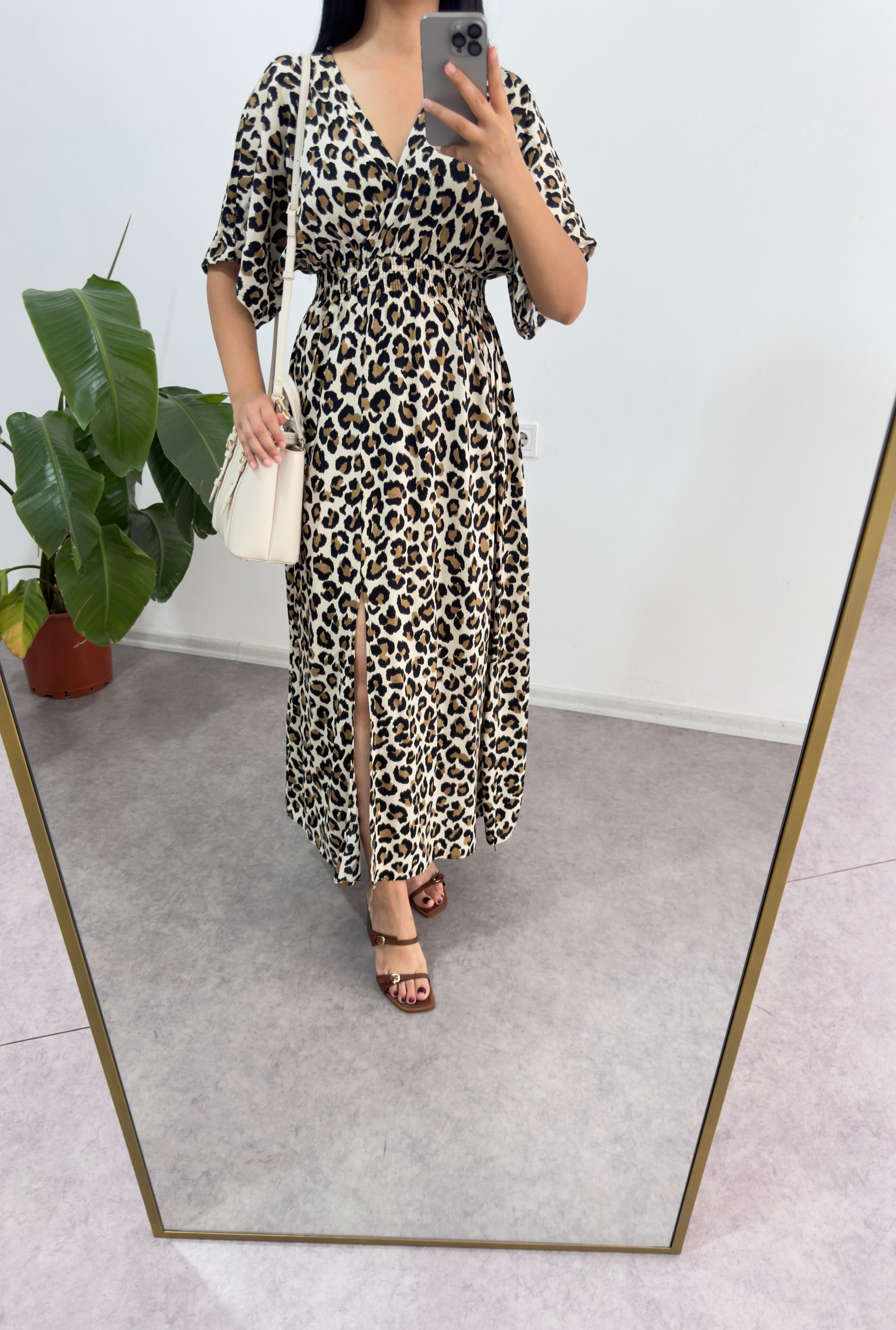 Leopar Viskon Elbise