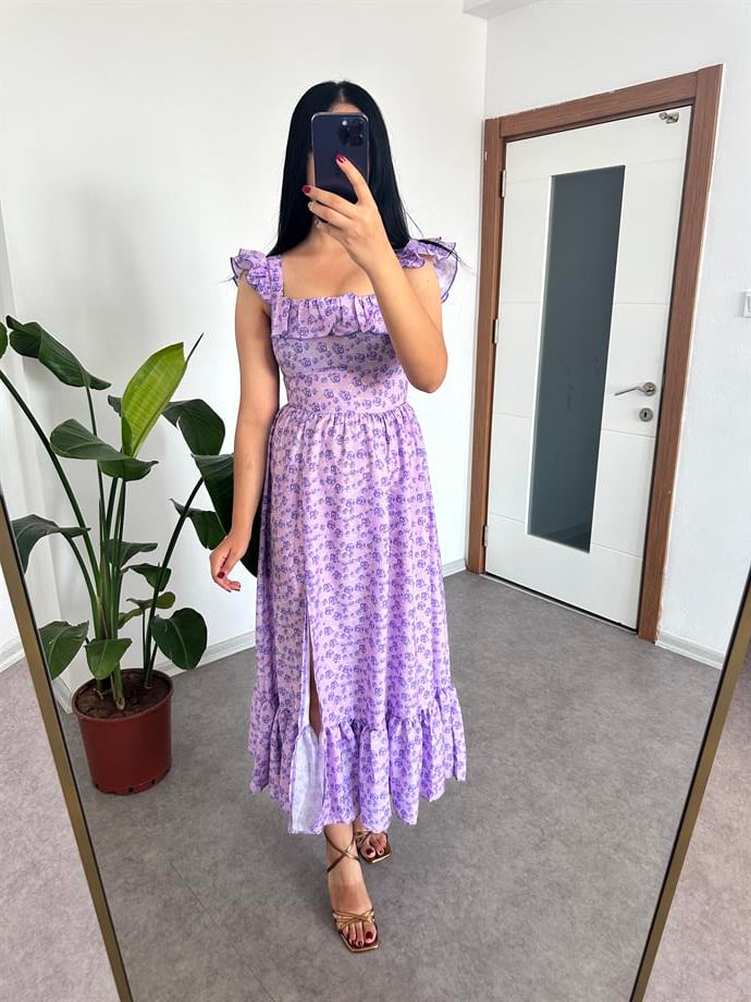 Lila çiçekli elbise 