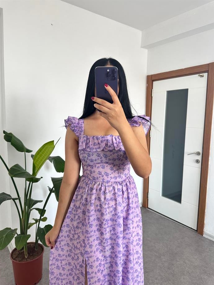 Lila çiçekli elbise 