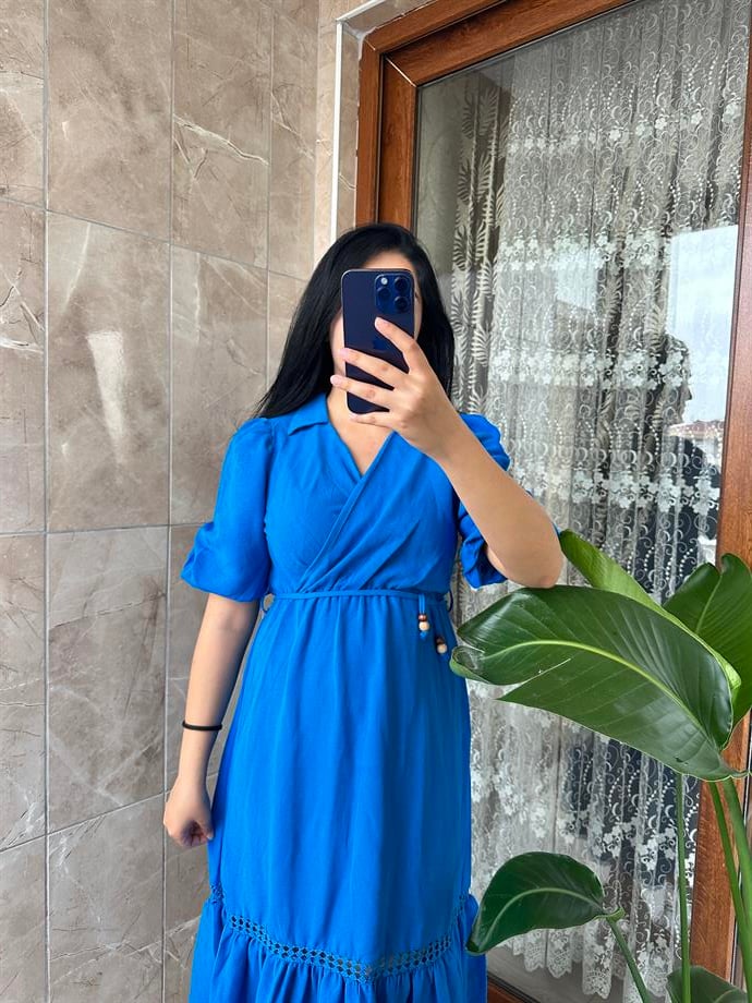 MAVİ BALON KOL ELBİSE