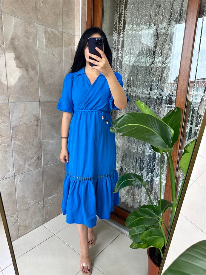 MAVİ BALON KOL ELBİSE