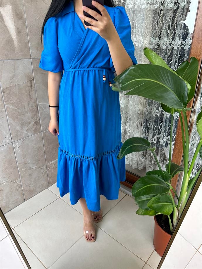 MAVİ BALON KOL ELBİSE