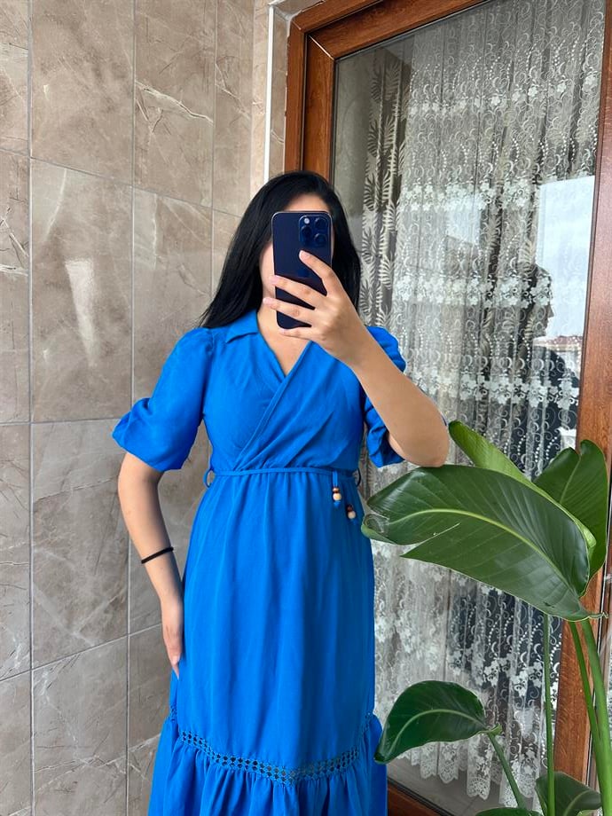 MAVİ BALON KOL ELBİSE