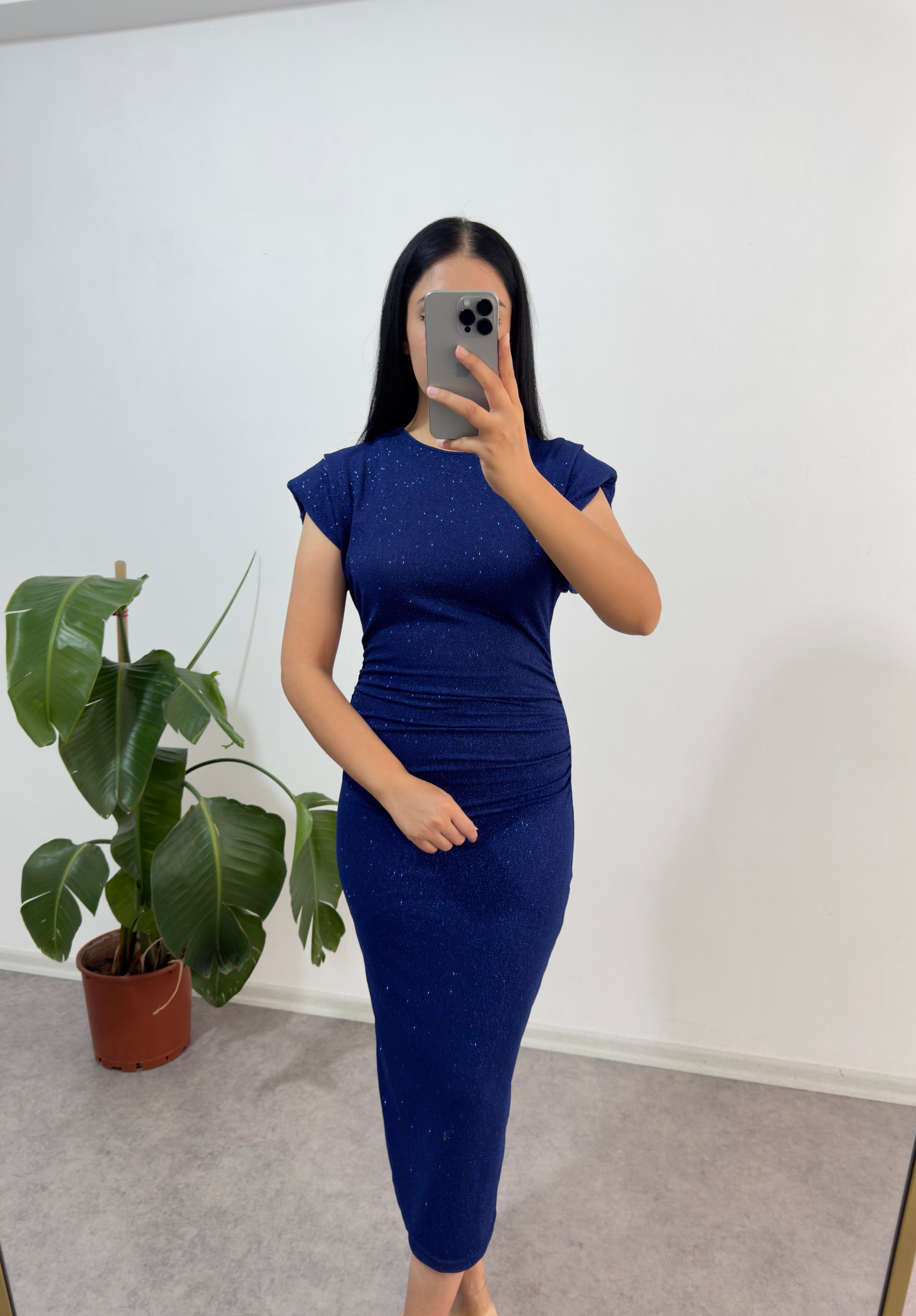 Mygrs Simli Mavi Elbise