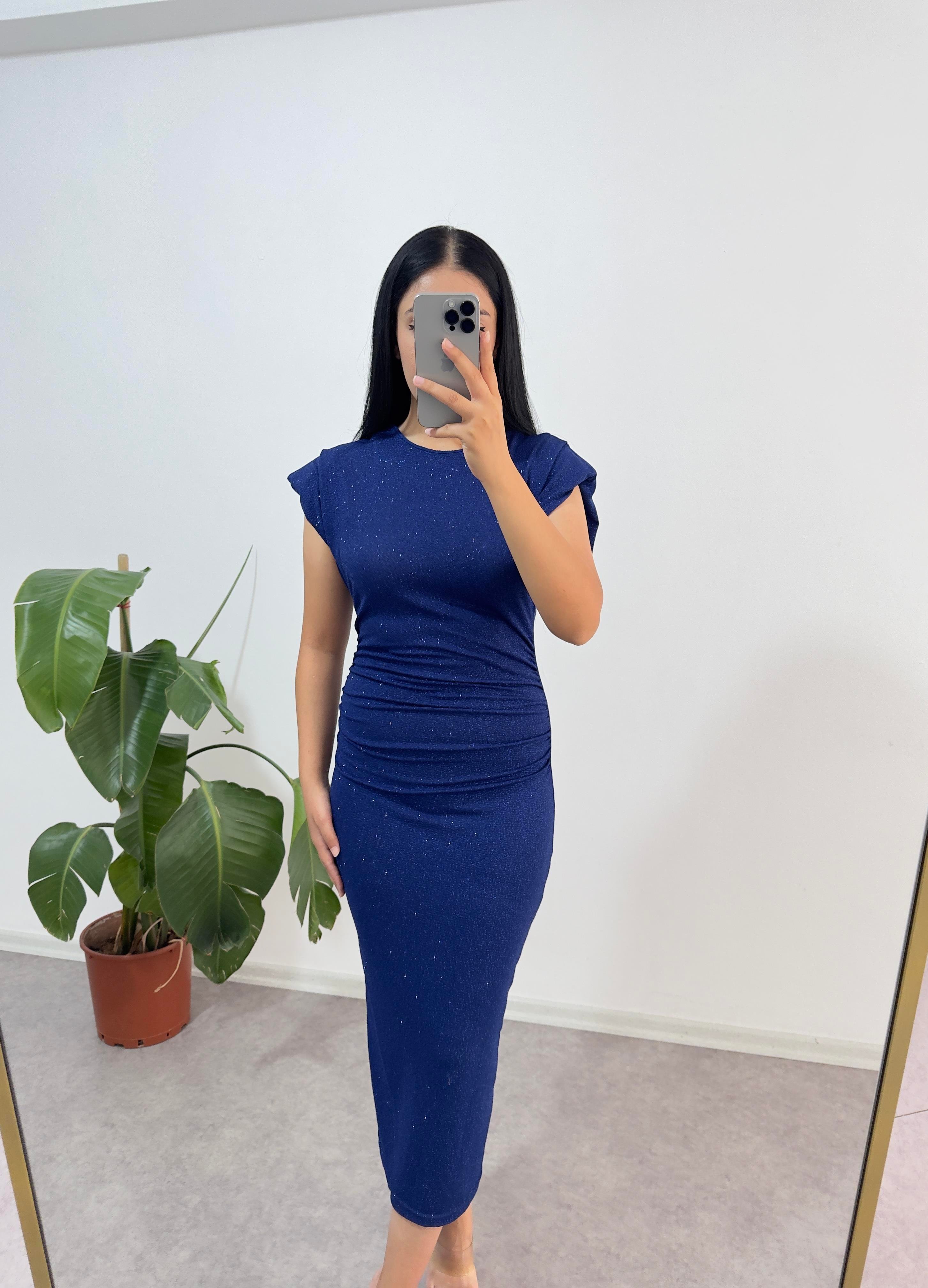 Mygrs Simli Mavi Elbise