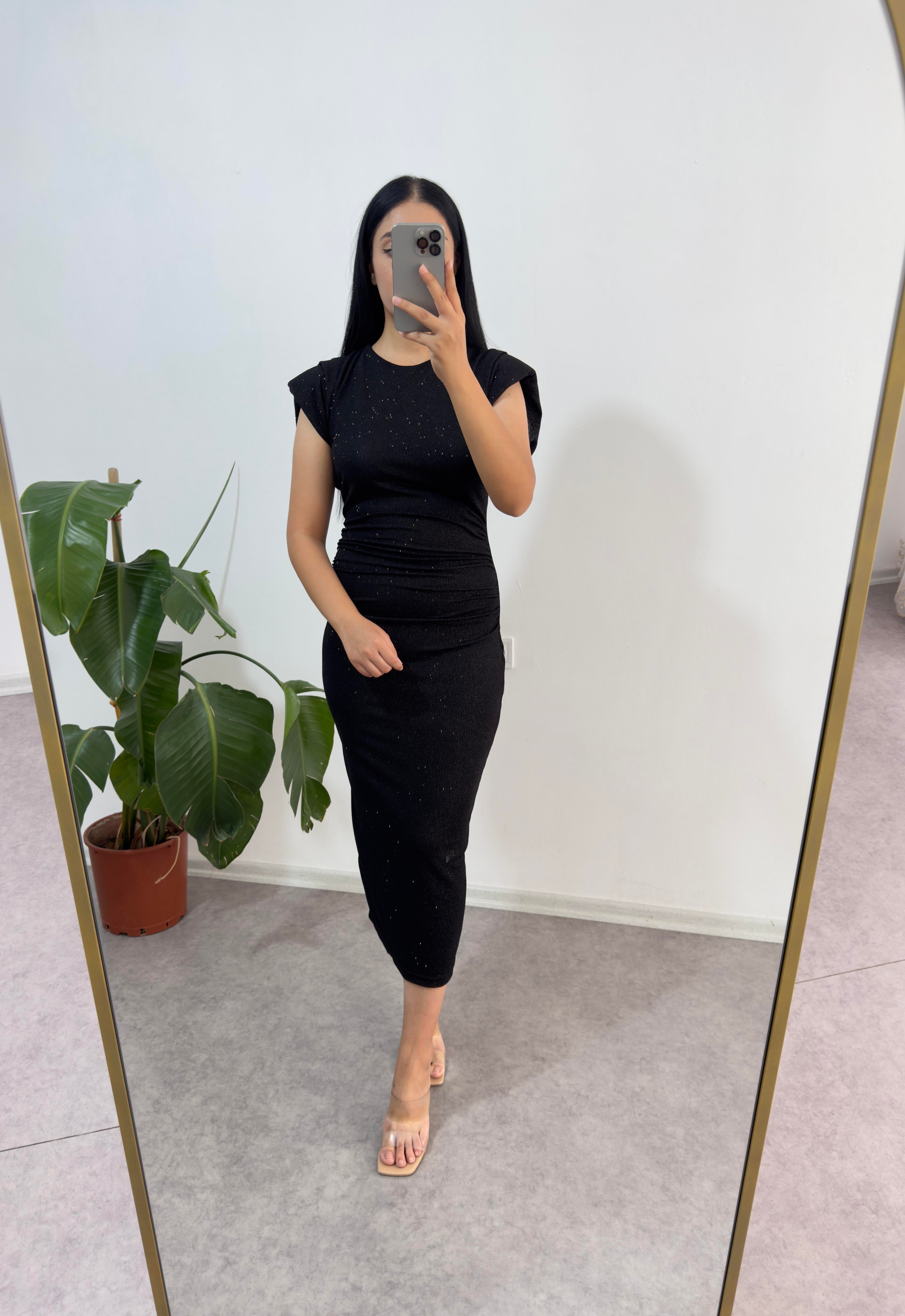 Mygrs Simli Siyah Elbise