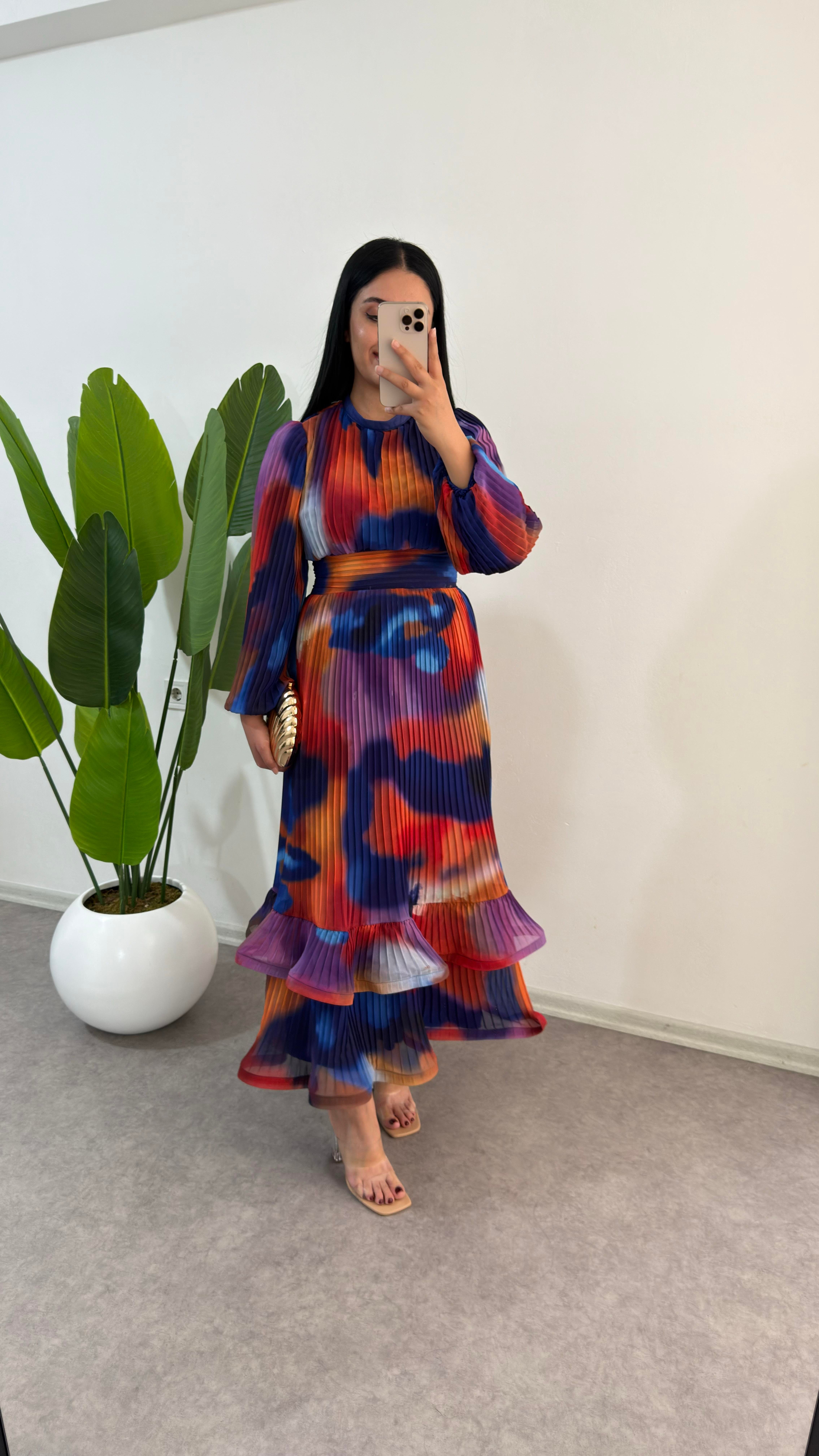 Nage Şifon Mor Elbise