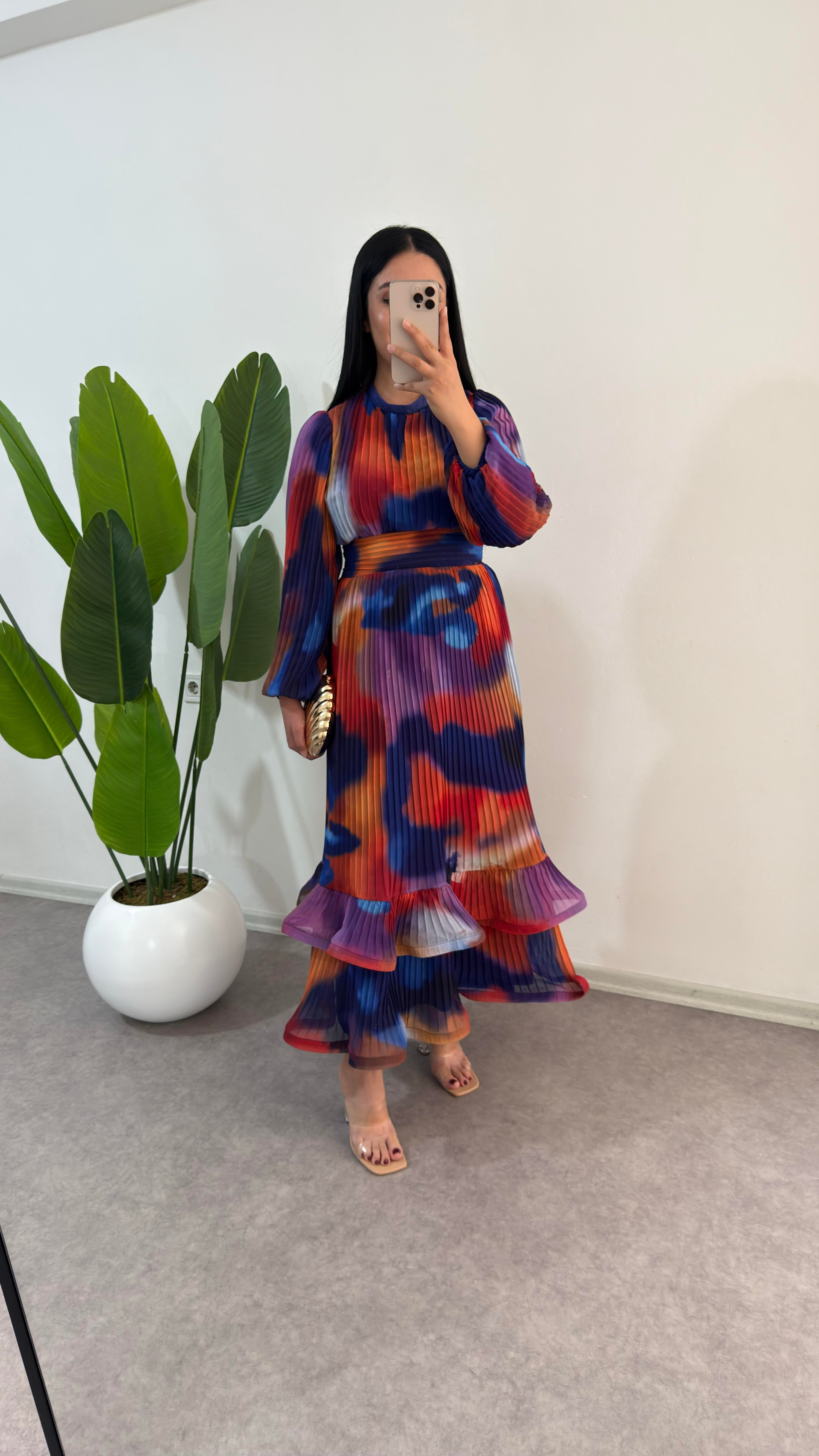 Nage Şifon Mor Elbise