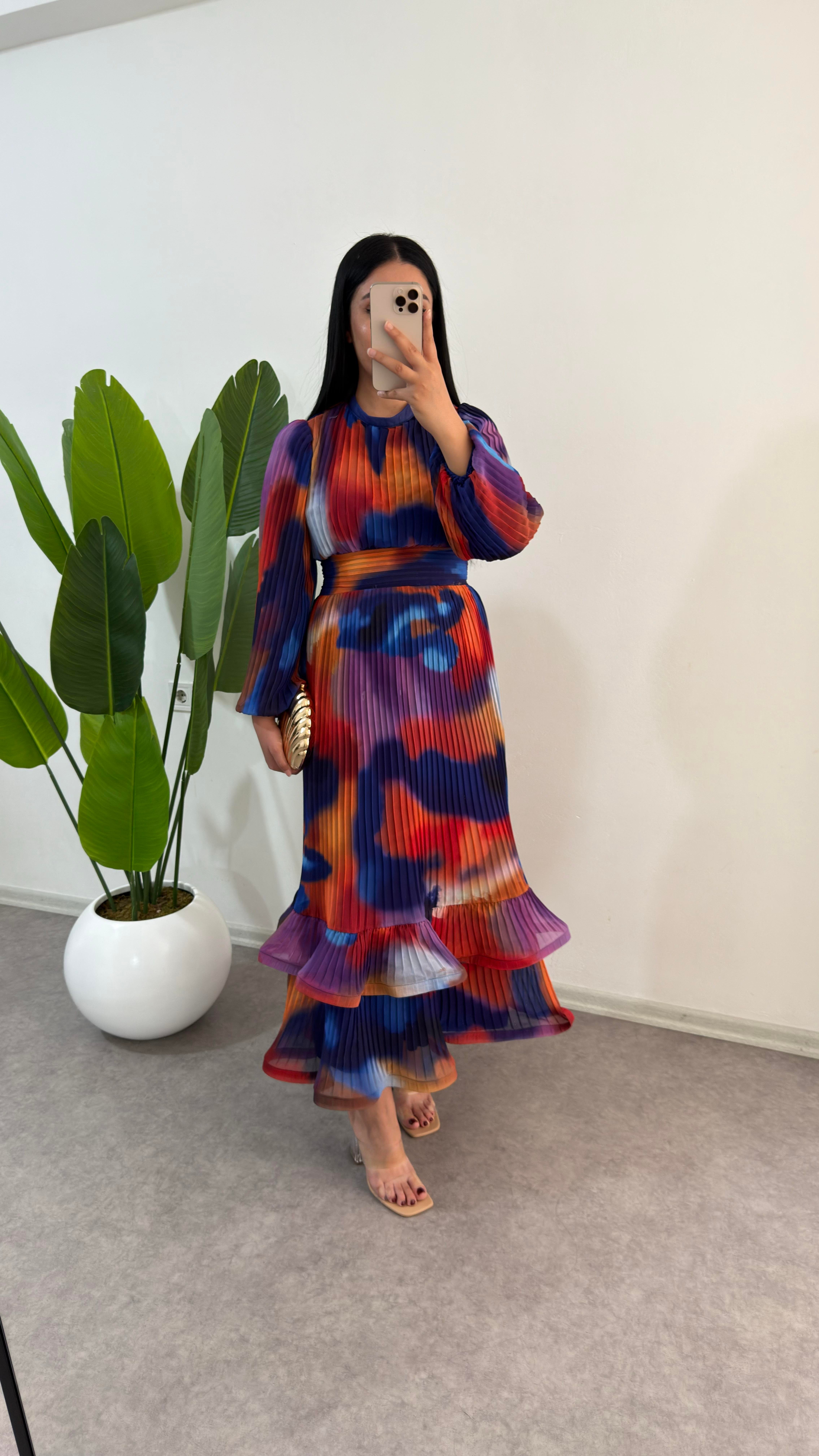 Nage Şifon Mor Elbise