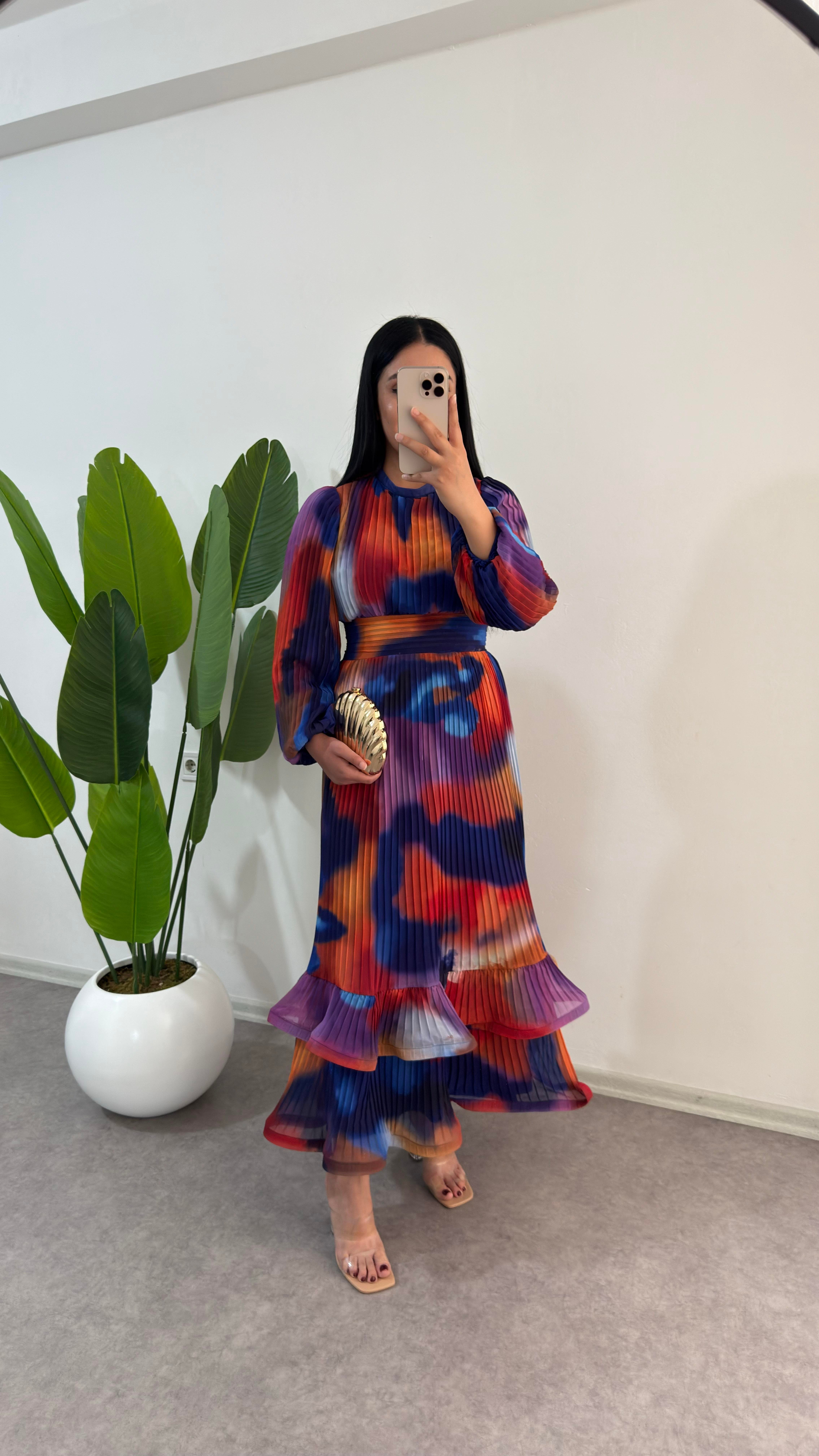 Nage Şifon Mor Elbise