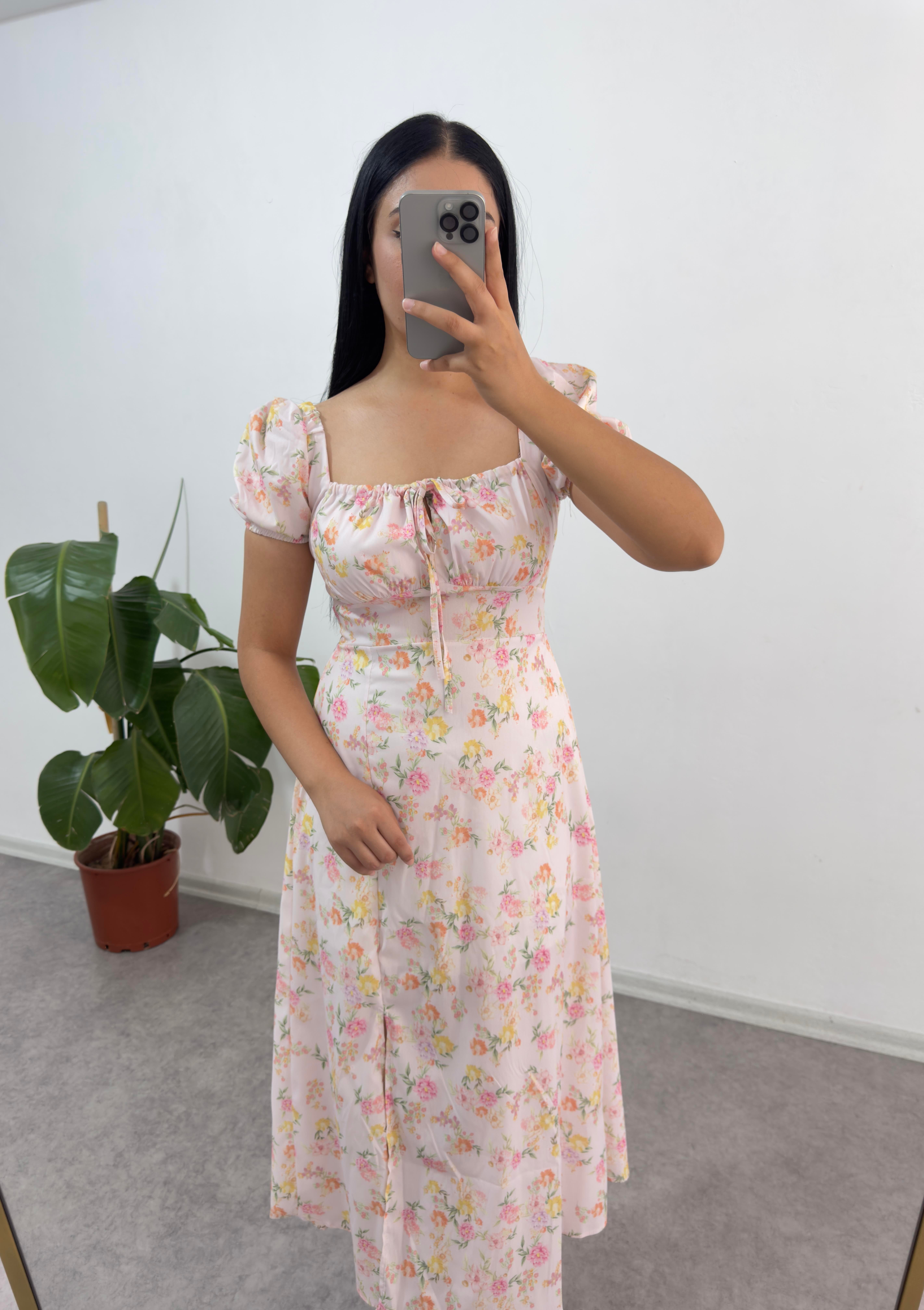 Nyb Çiçekli Pembe Elbise