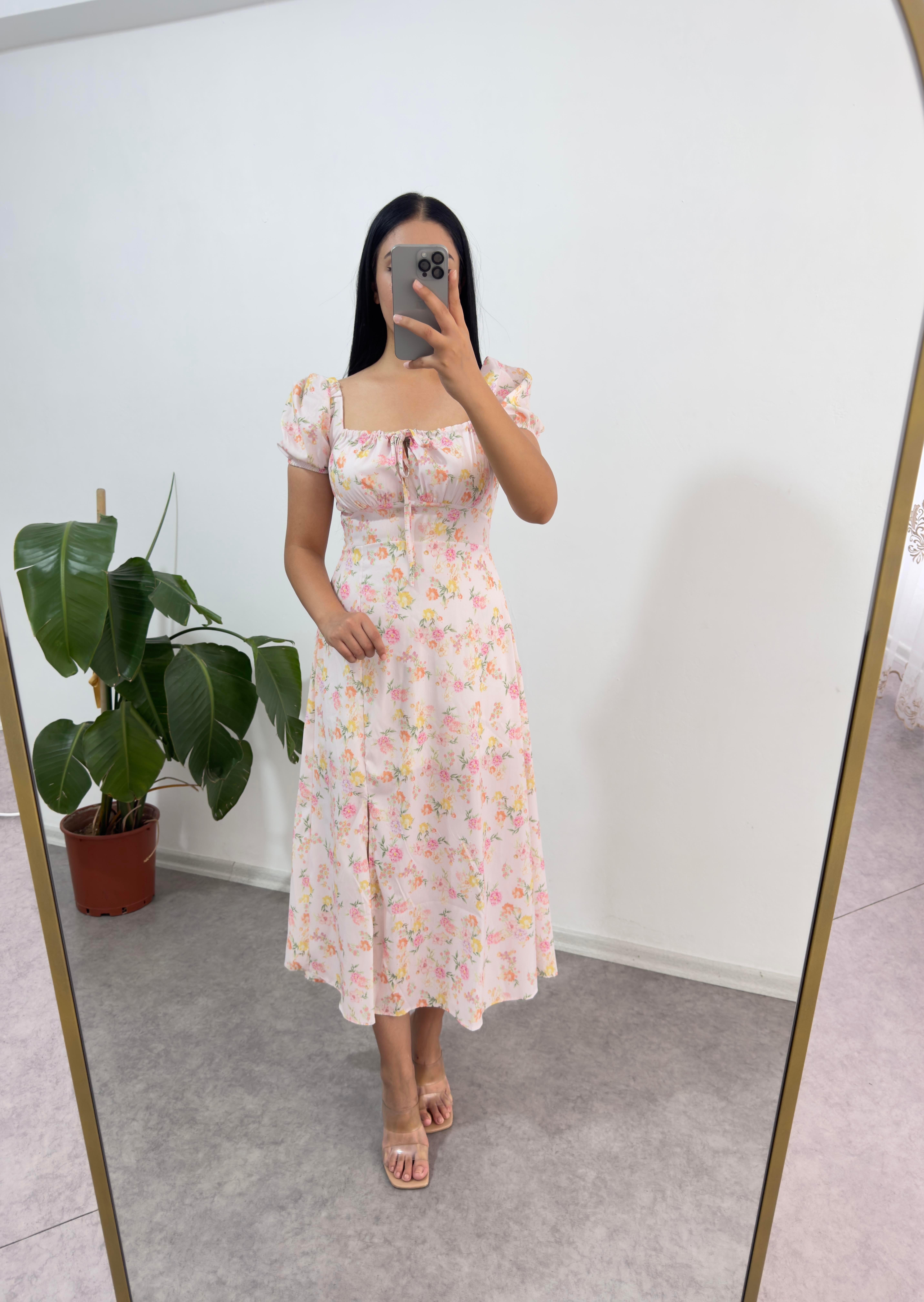 Nyb Çiçekli Pembe Elbise