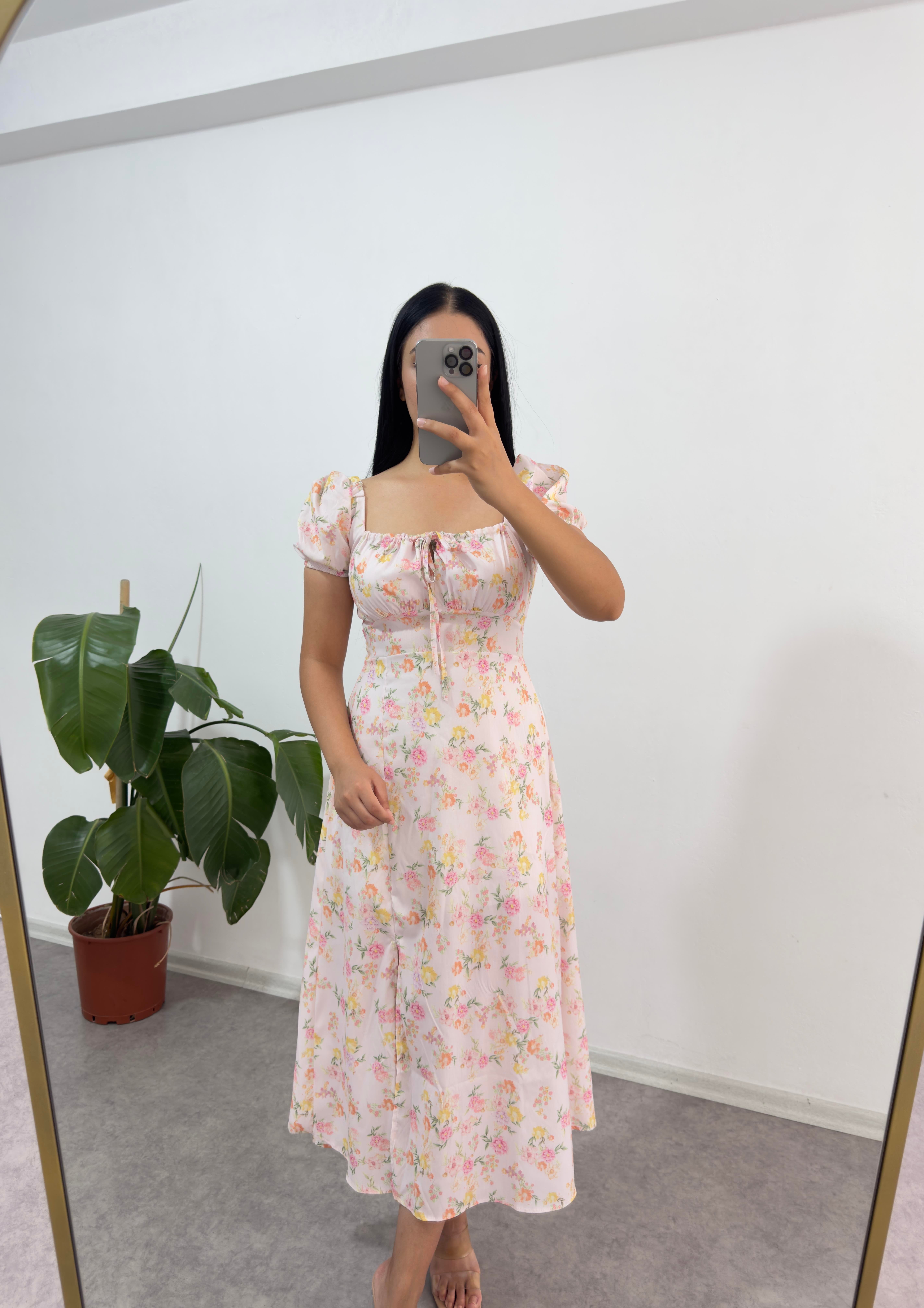 Nyb Çiçekli Pembe Elbise