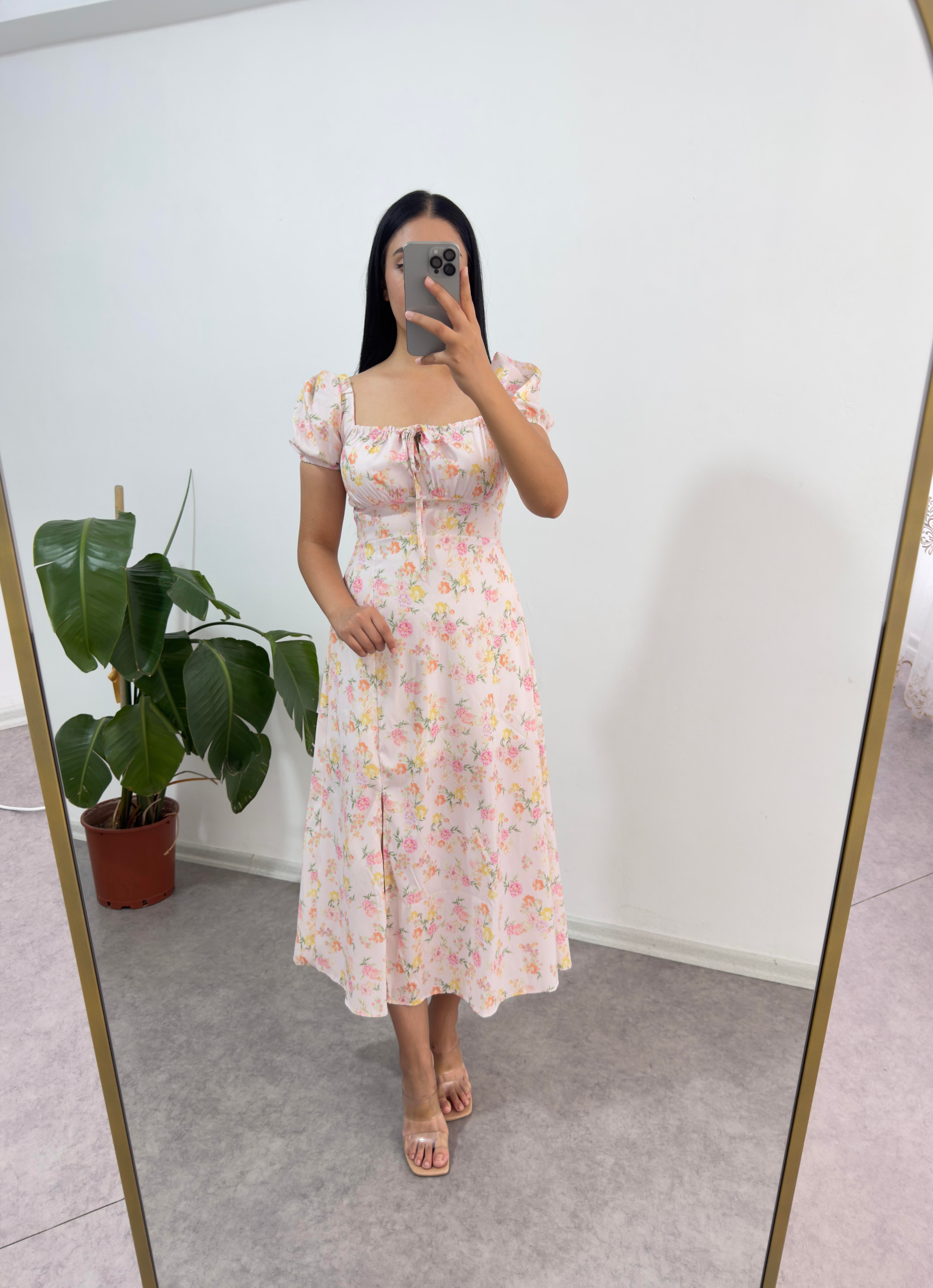 Nyb Çiçekli Pembe Elbise