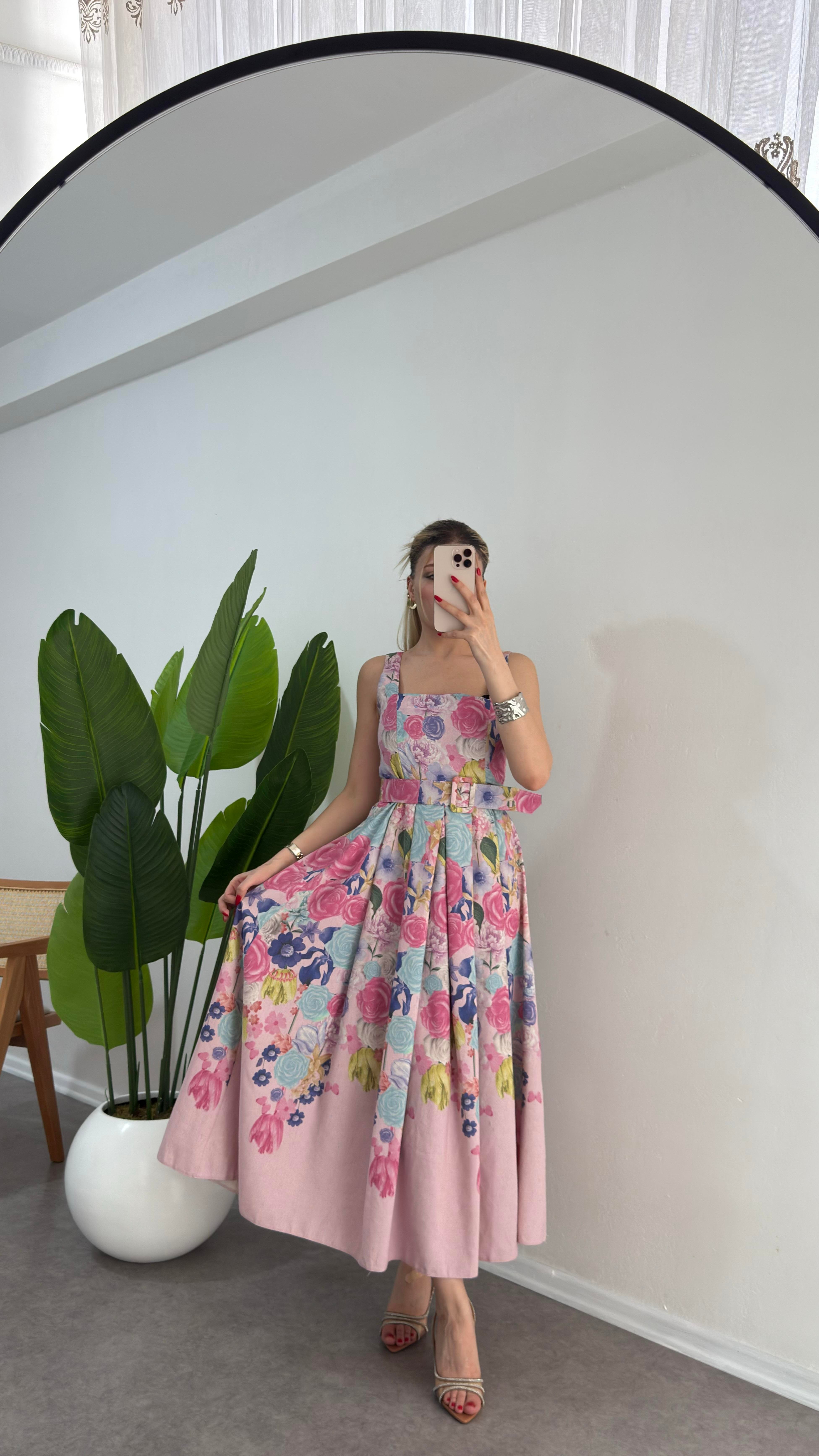 Pembe Çiçekli Lory Elbise