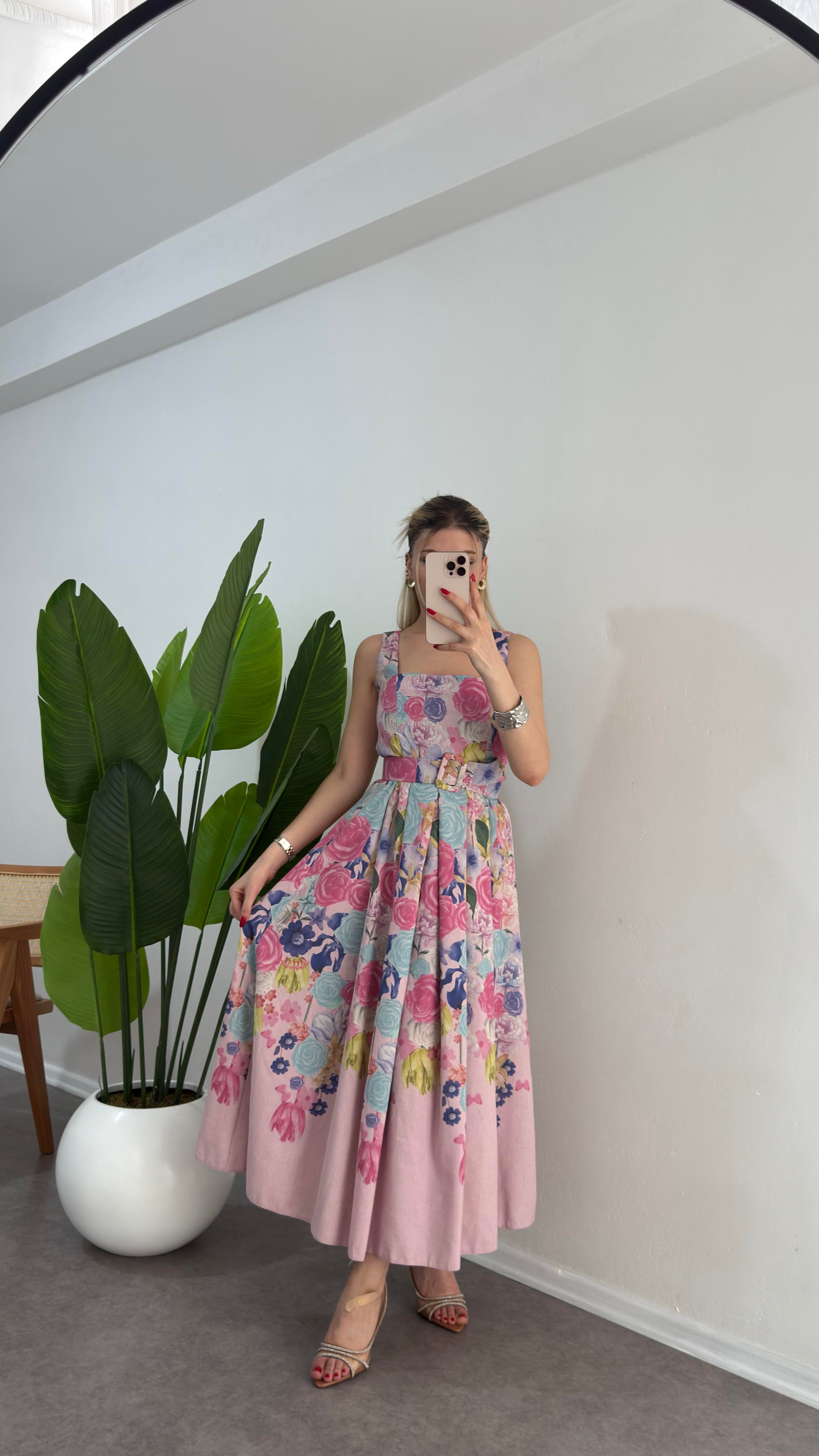 Pembe Çiçekli Lory Elbise