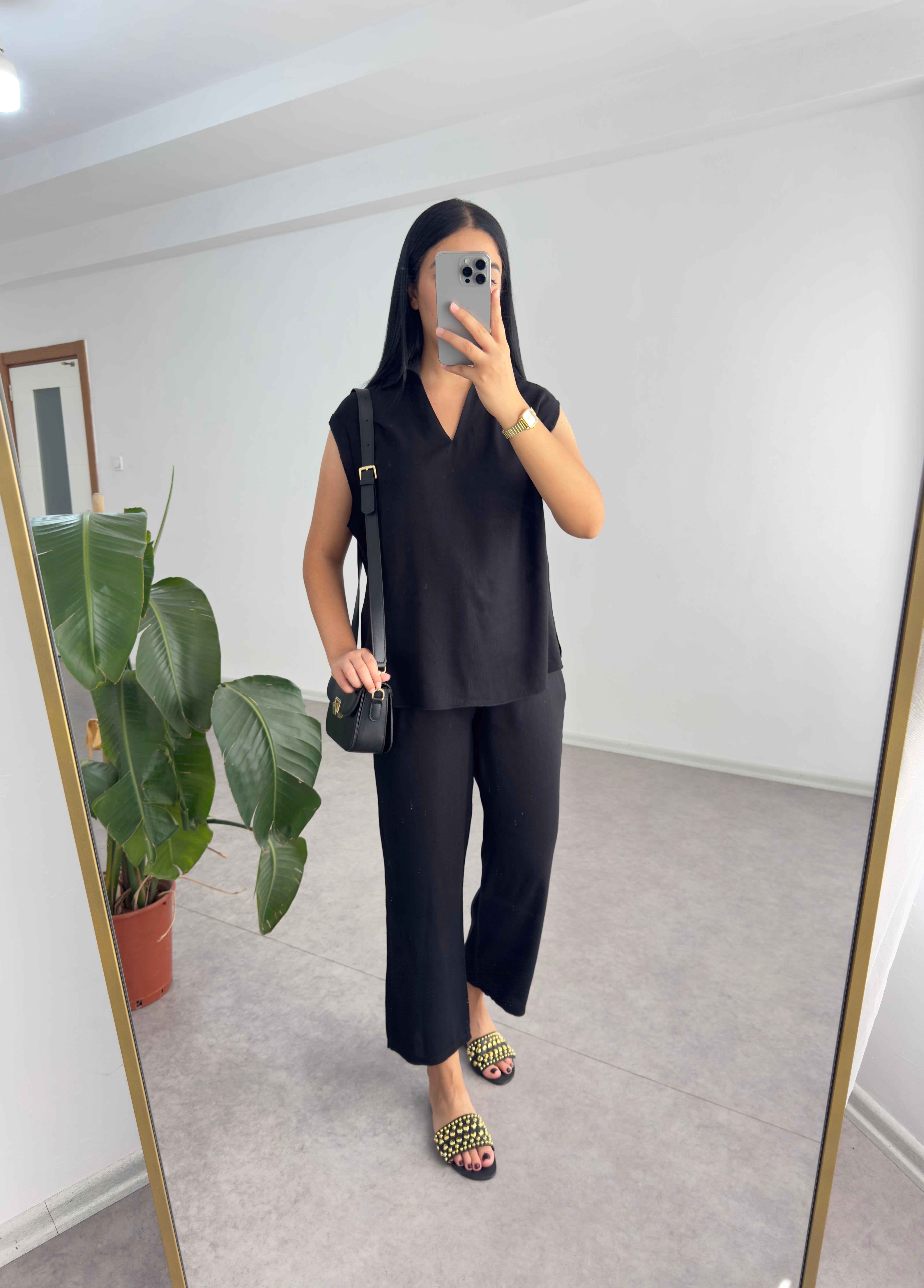 Pery Keten Siyah Takım