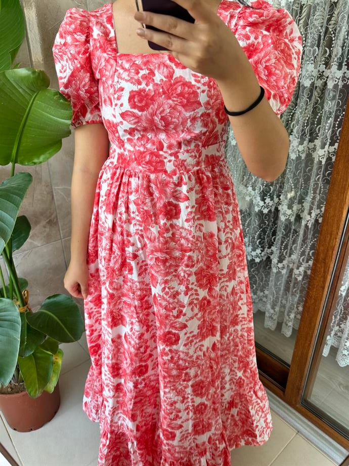 Poplin elbise narçiçeği