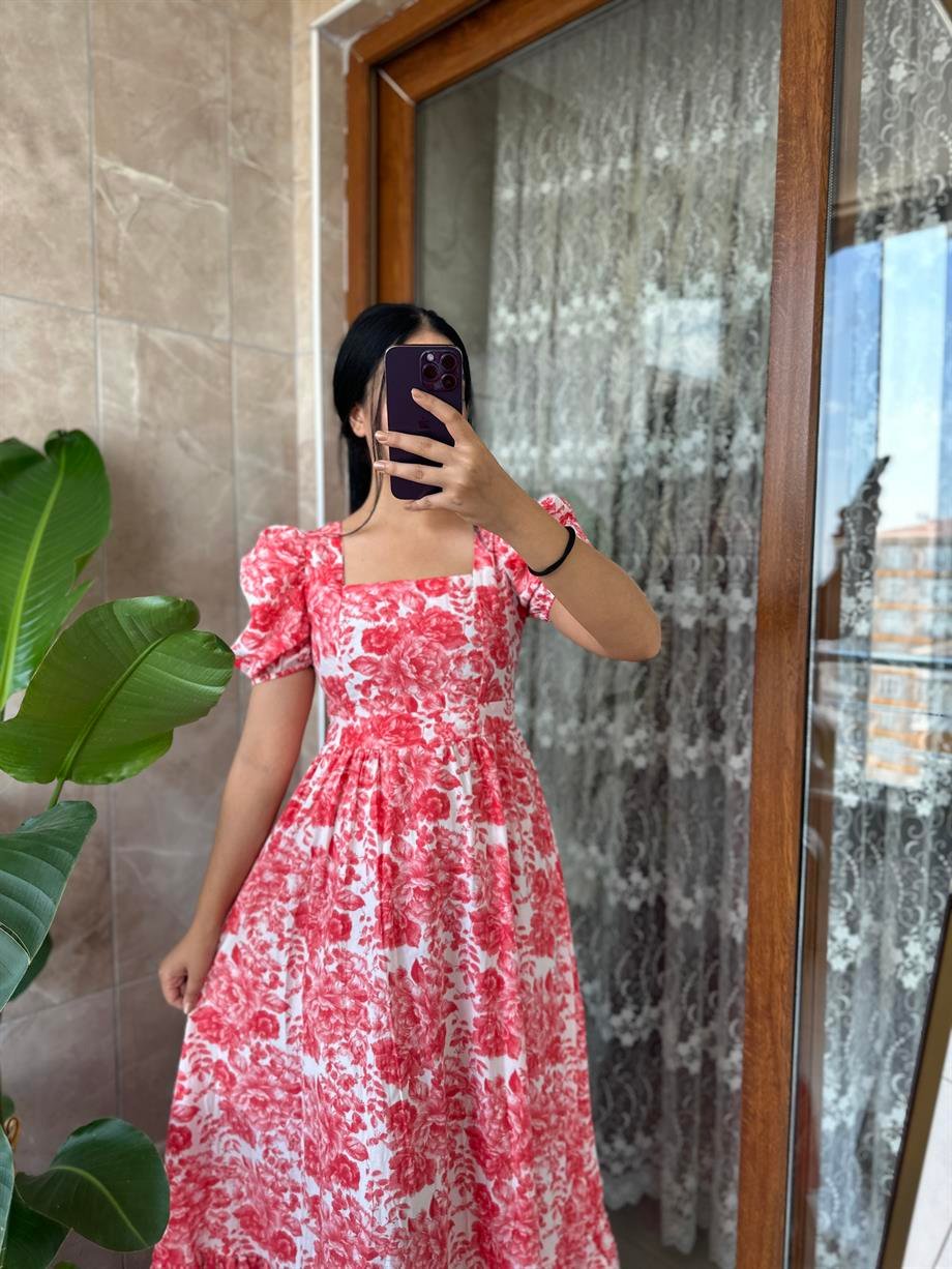 Poplin elbise narçiçeği