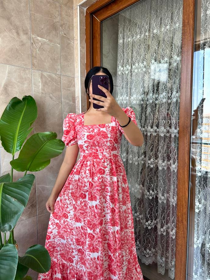 Poplin elbise narçiçeği