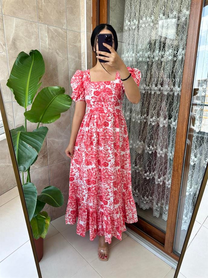 Poplin elbise narçiçeği