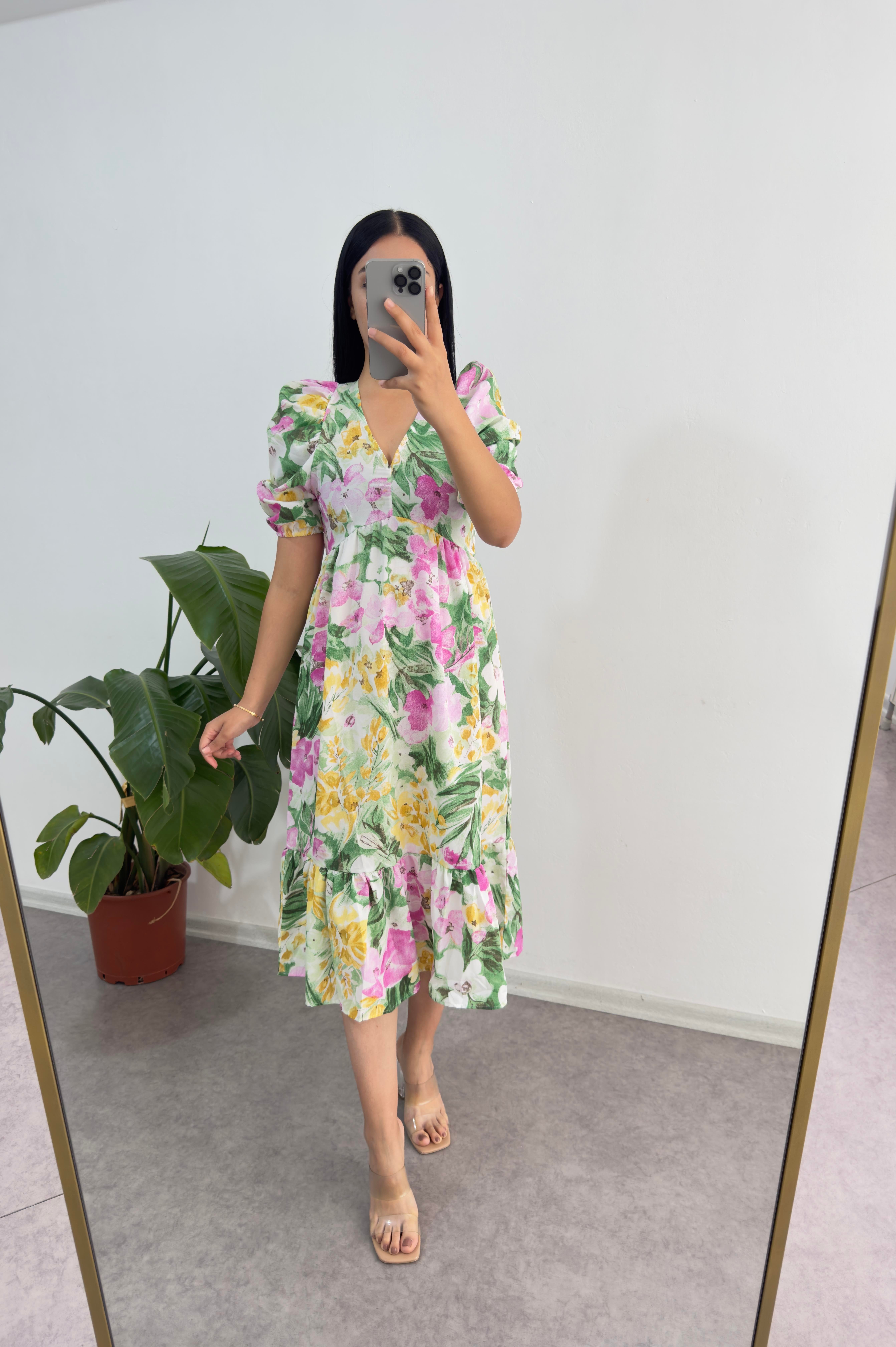 Poplin Kumaş Pembe Elbise