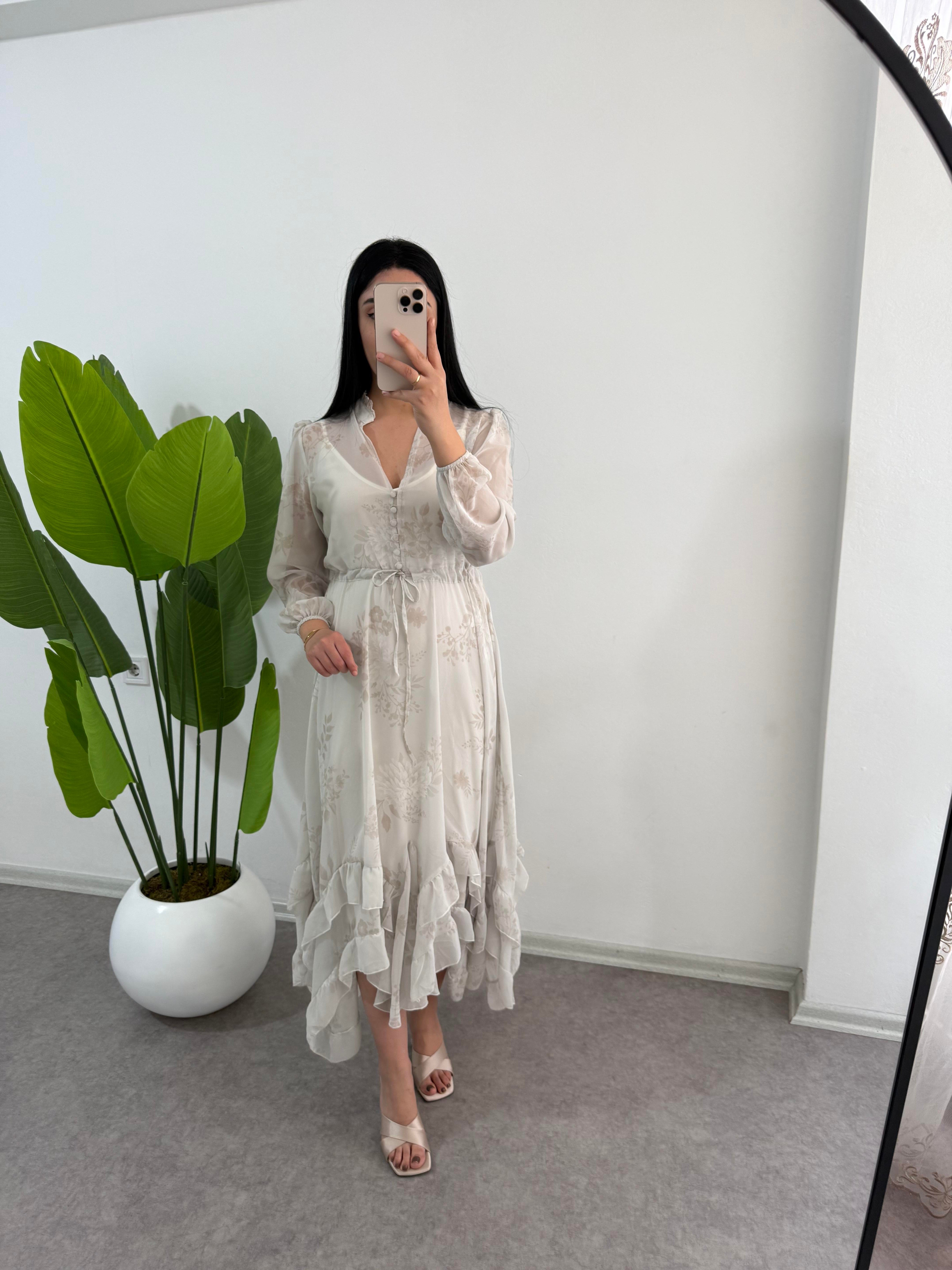 Rosmen Çiçekli Mint Elbise