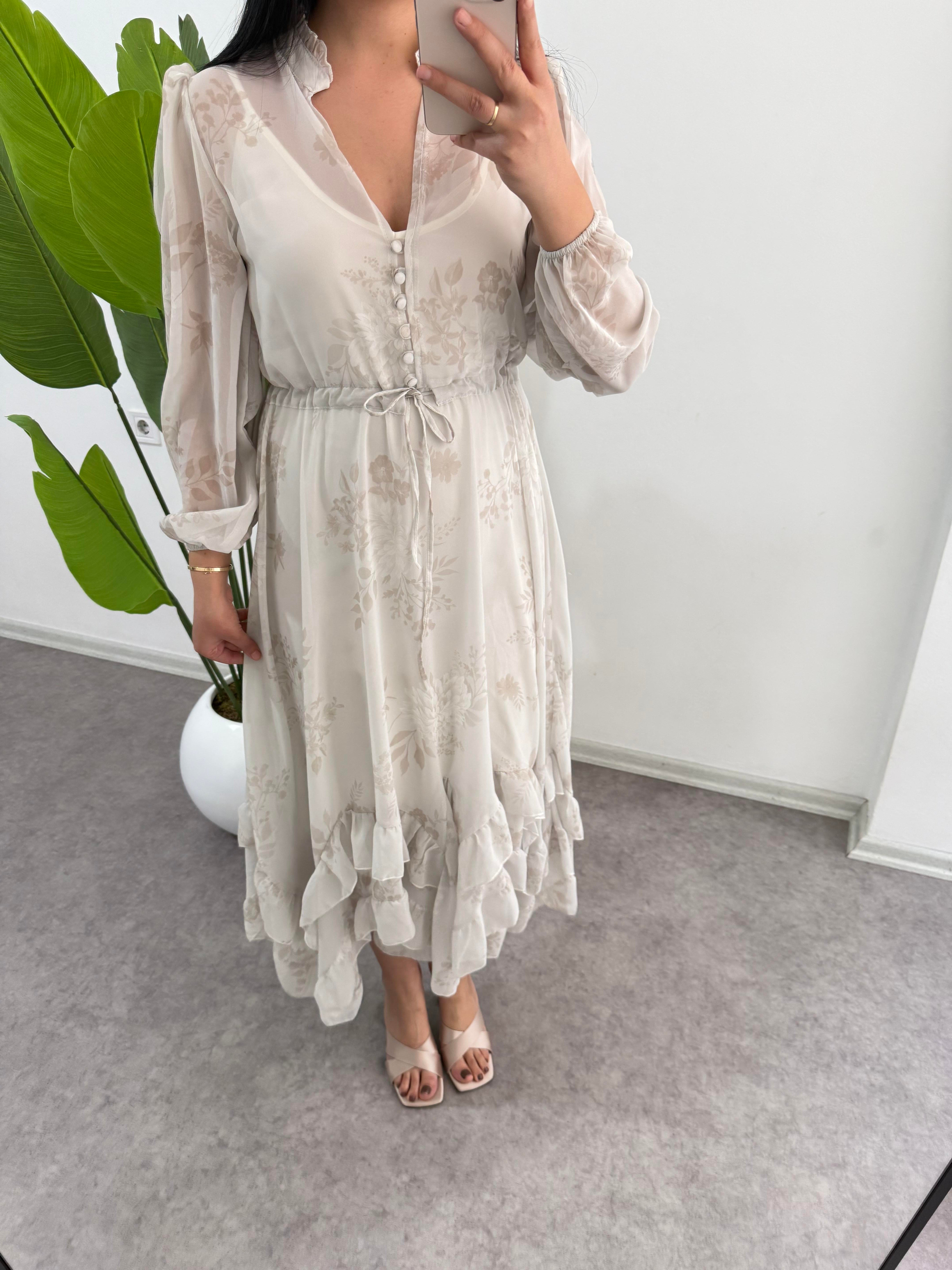 Rosmen Çiçekli Mint Elbise