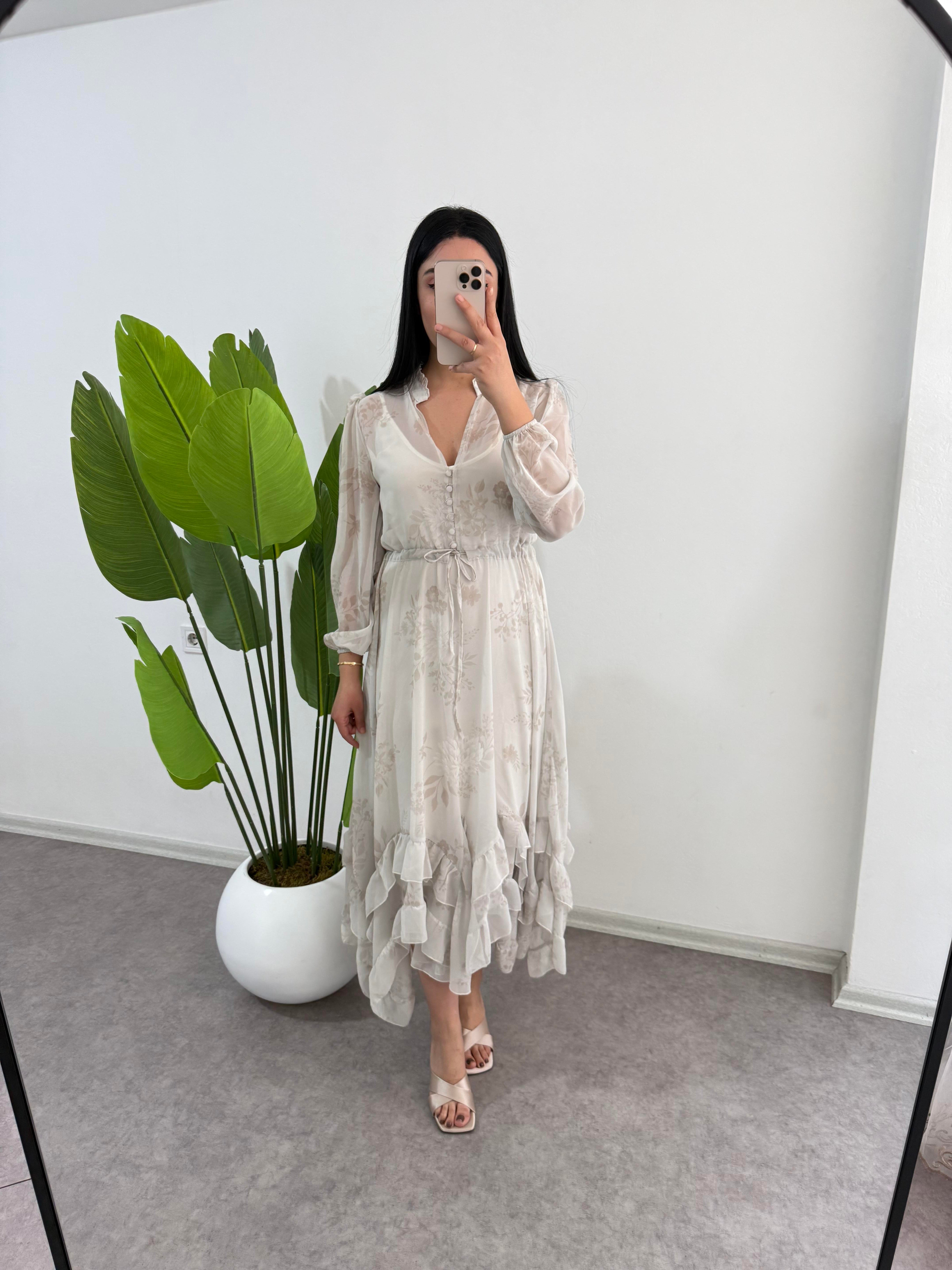 Rosmen Çiçekli Mint Elbise