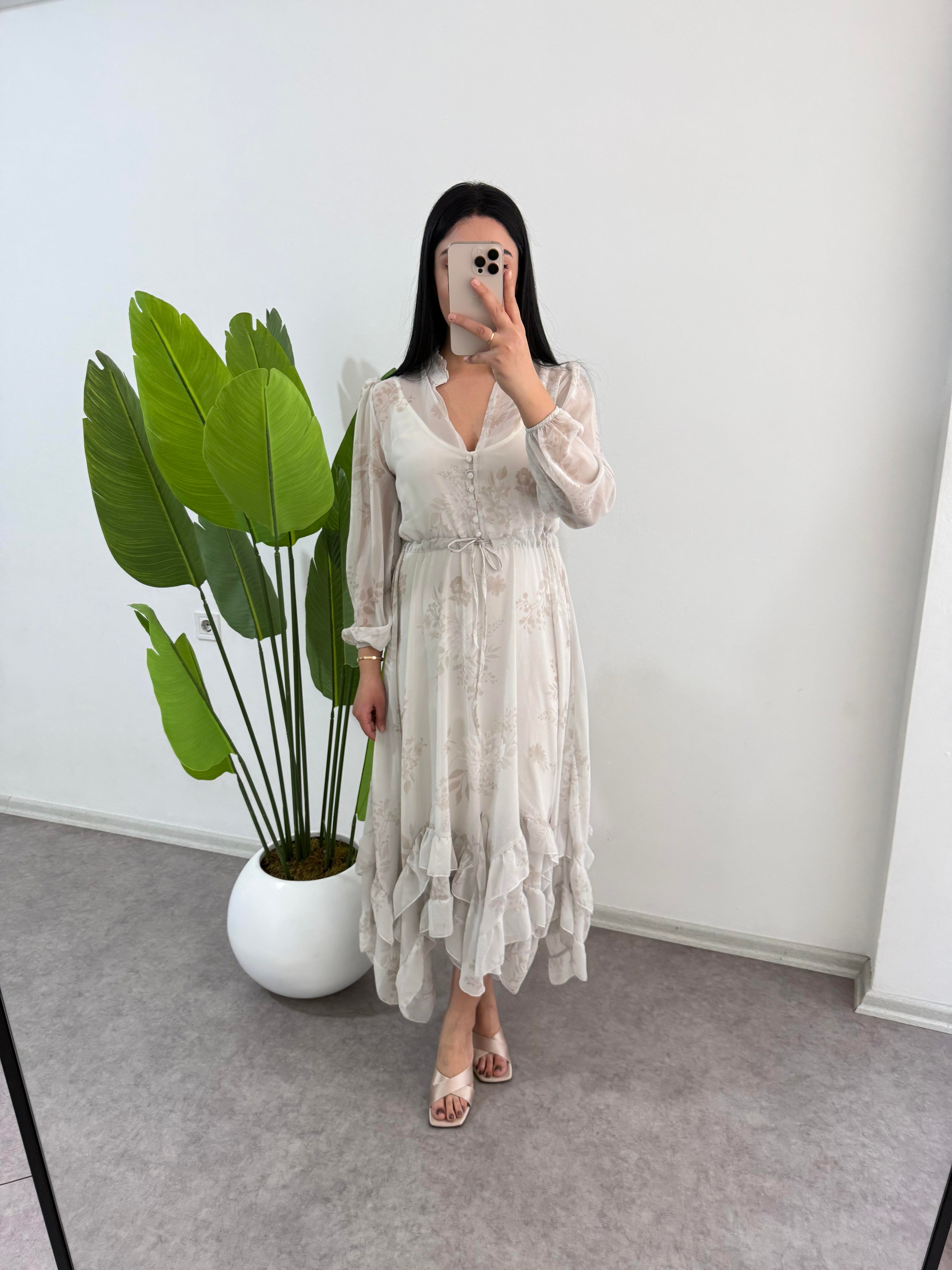 Rosmen Çiçekli Mint Elbise