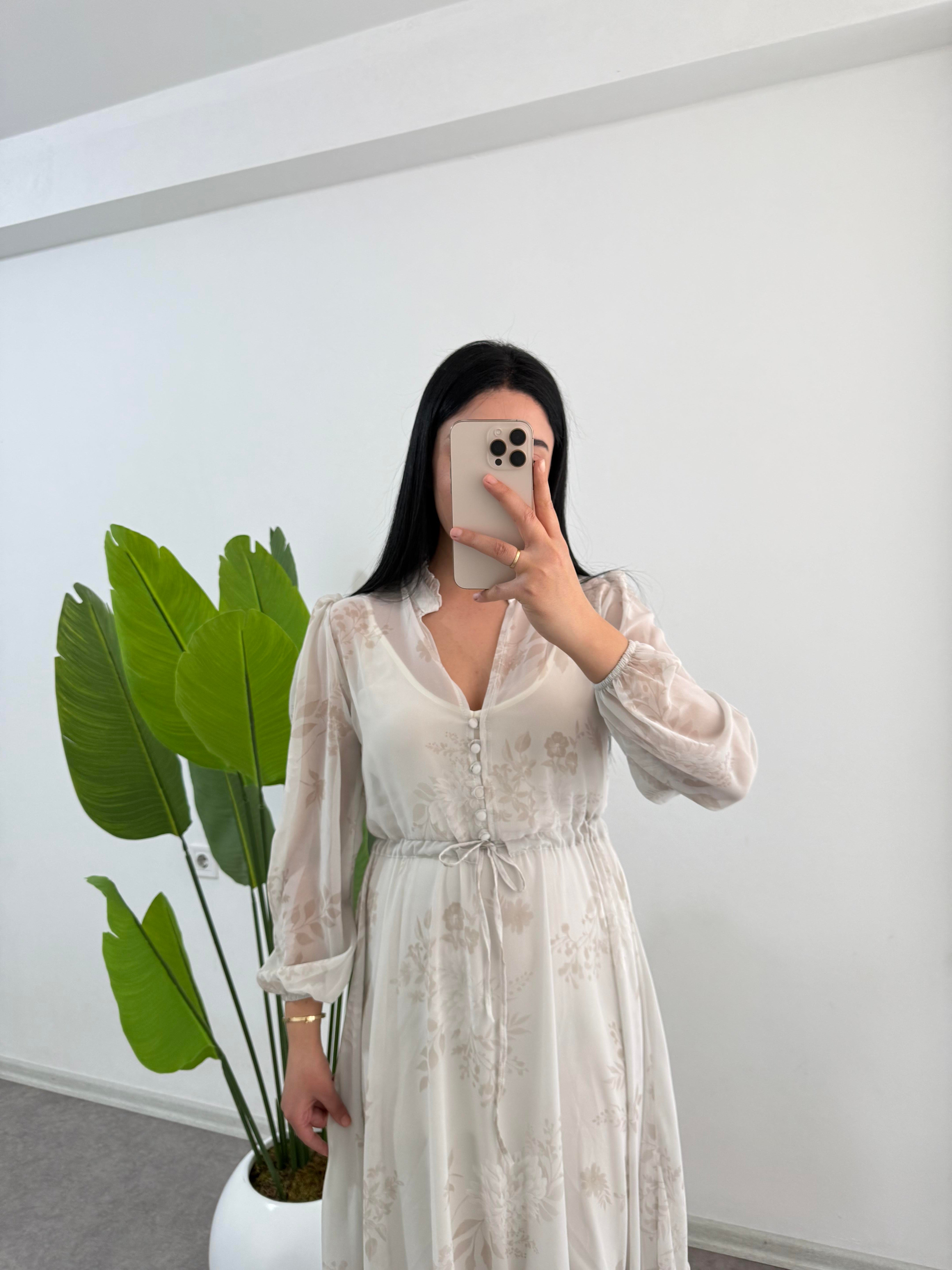 Rosmen Çiçekli Mint Elbise