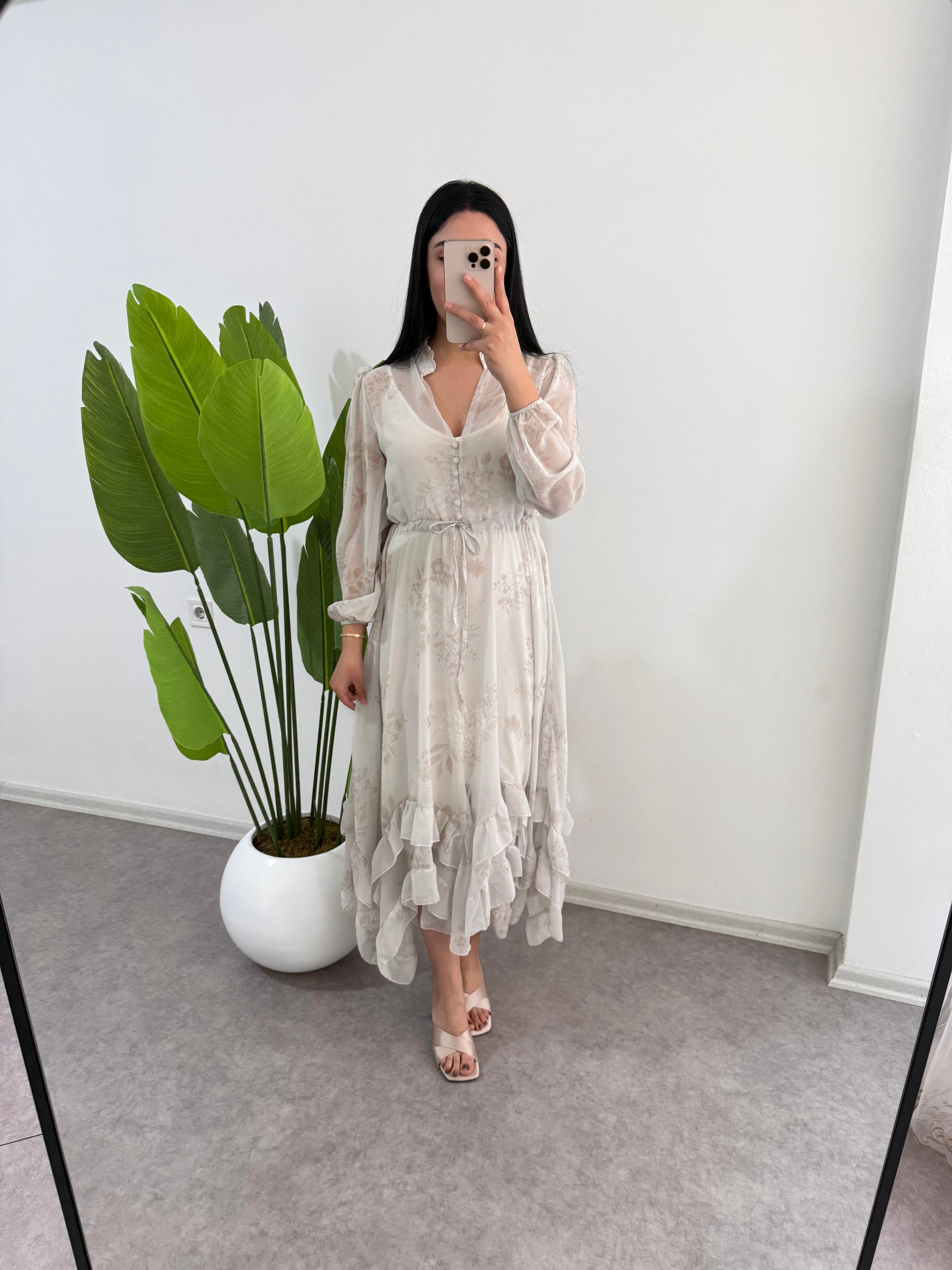 Rosmen Çiçekli Mint Elbise