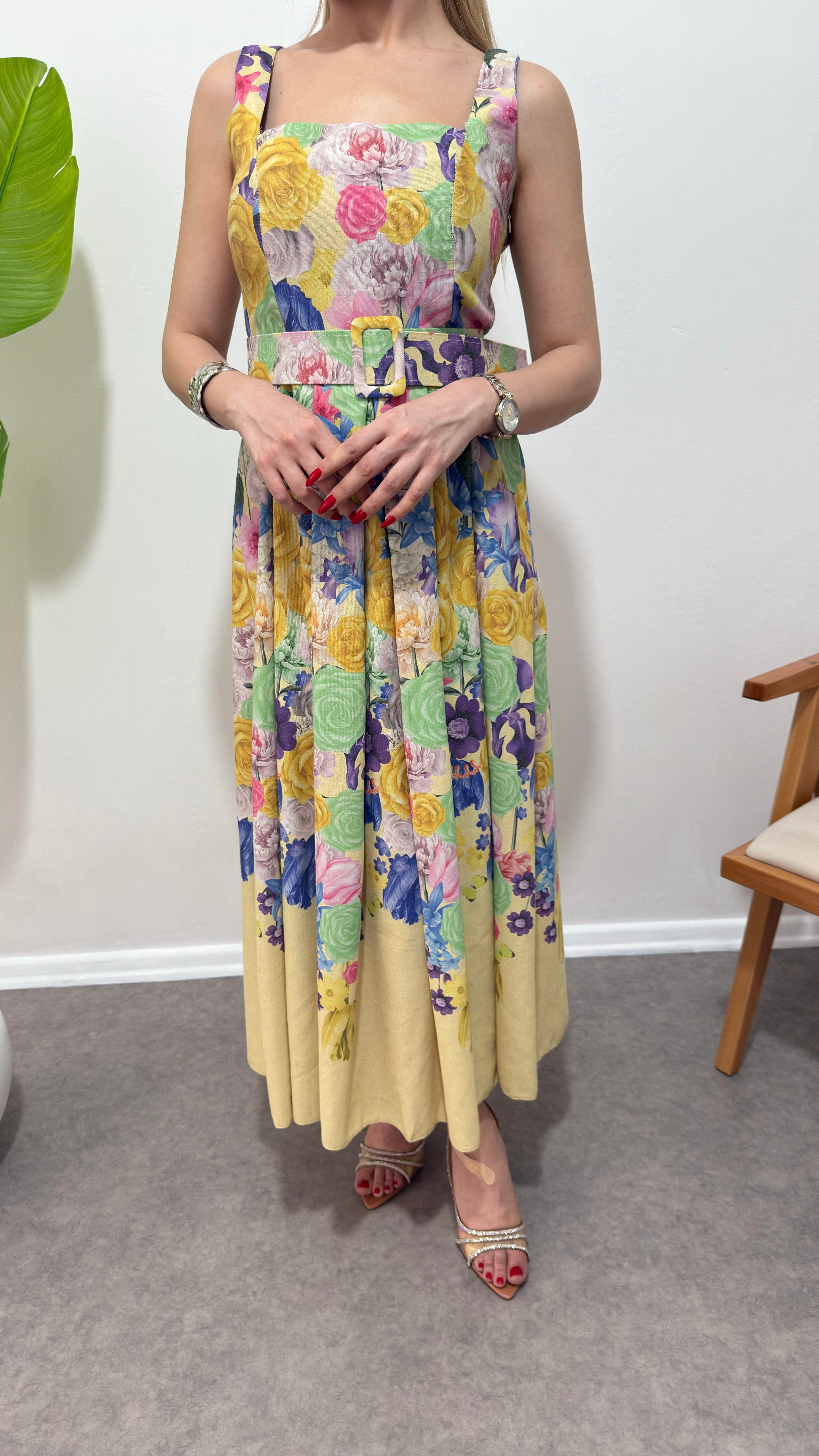 Sarı Çiçekli Lory Elbise