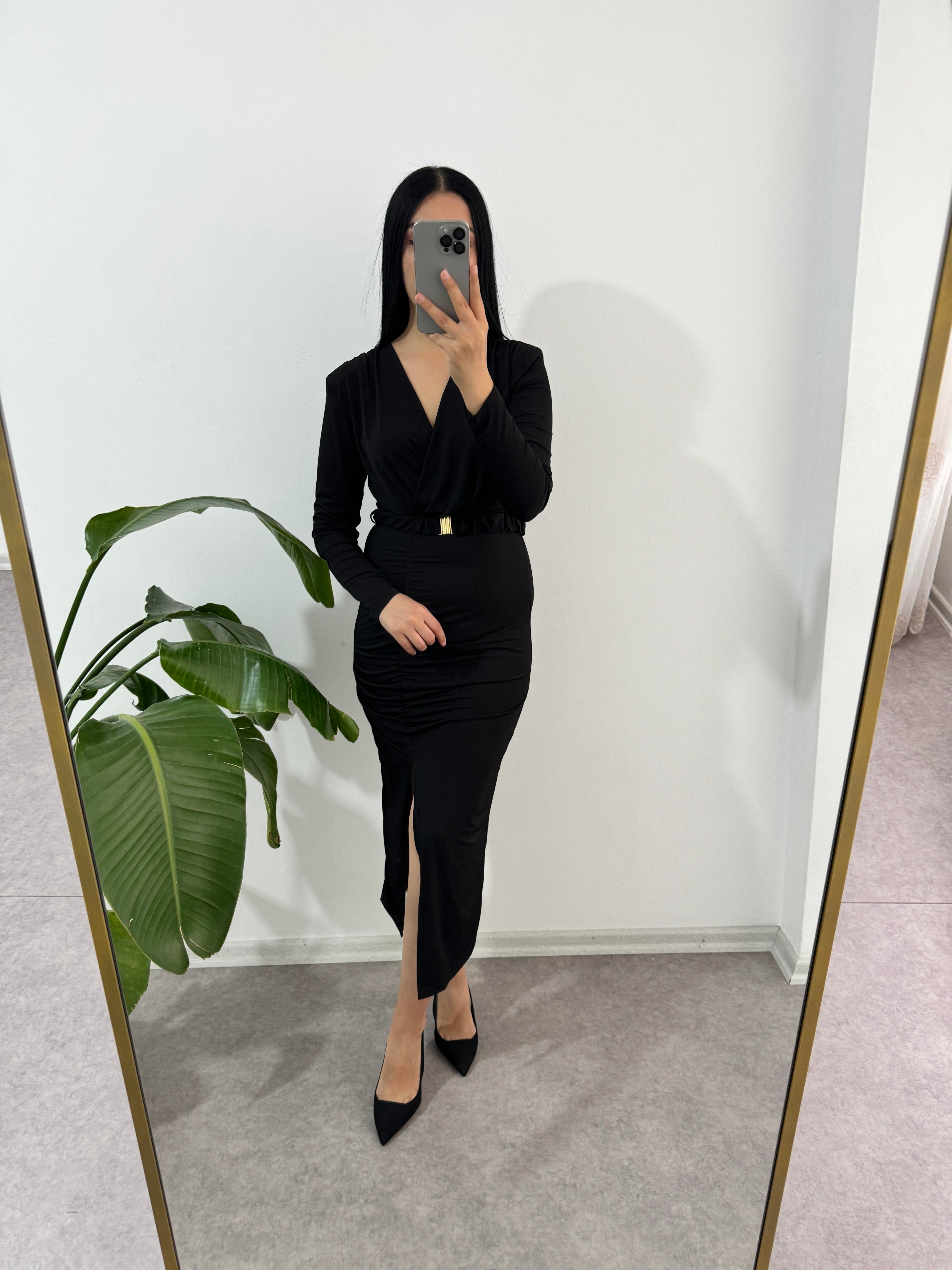 Sendy Kumal Kemerli Elbise