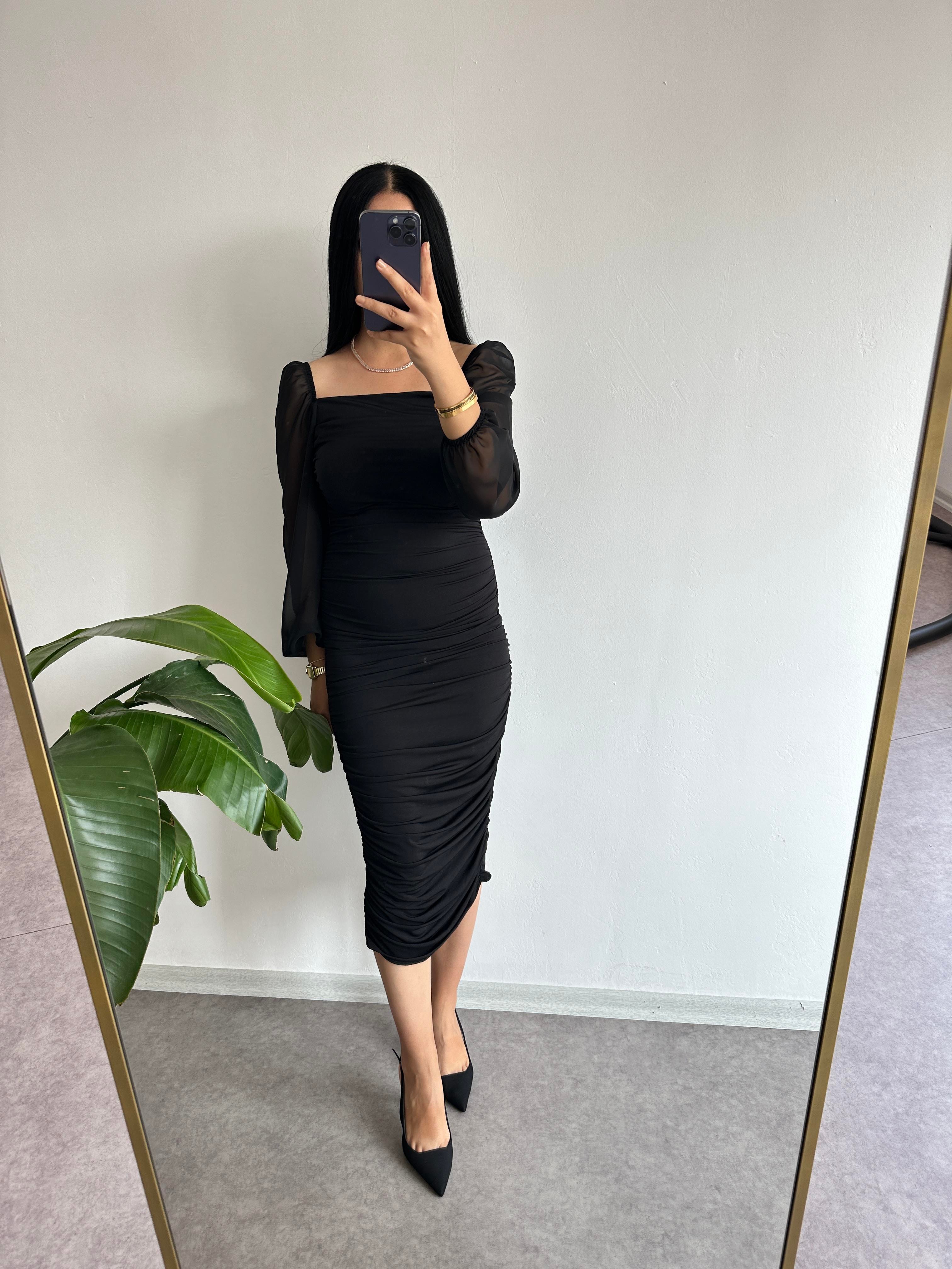 Sendy kumaş drapeli elbise