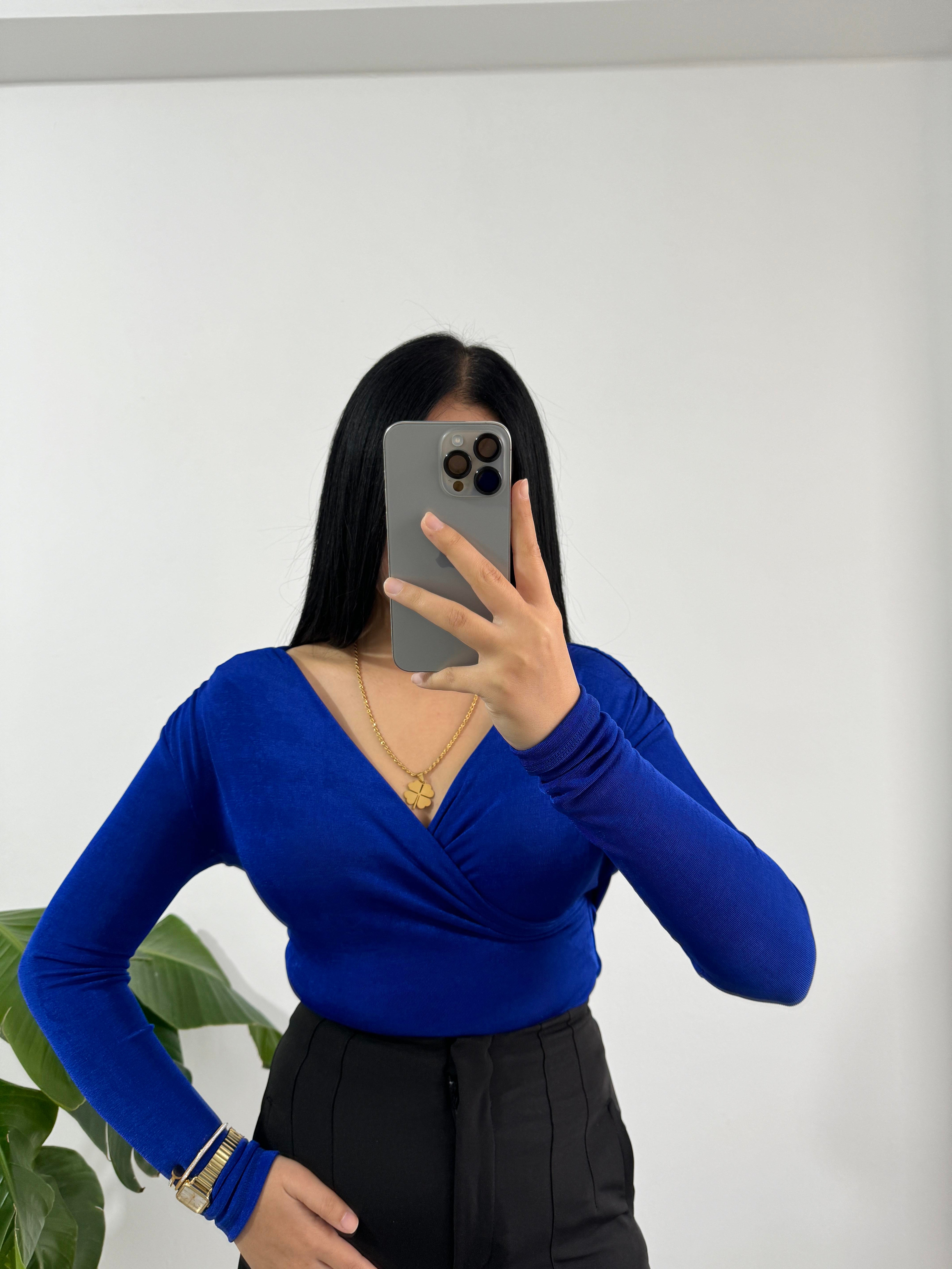 Sendy kumaş mavi bluz