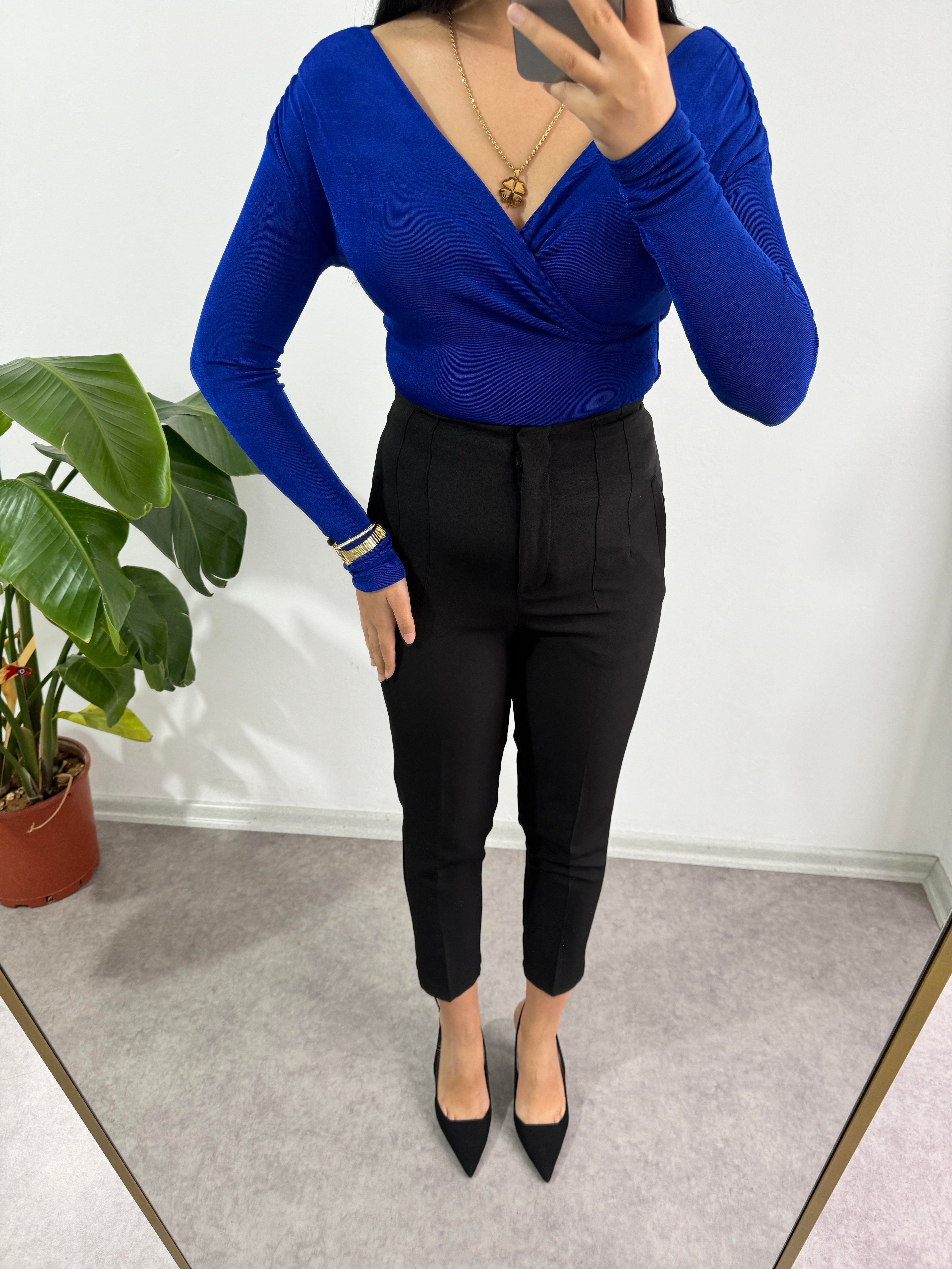 Sendy kumaş mavi bluz