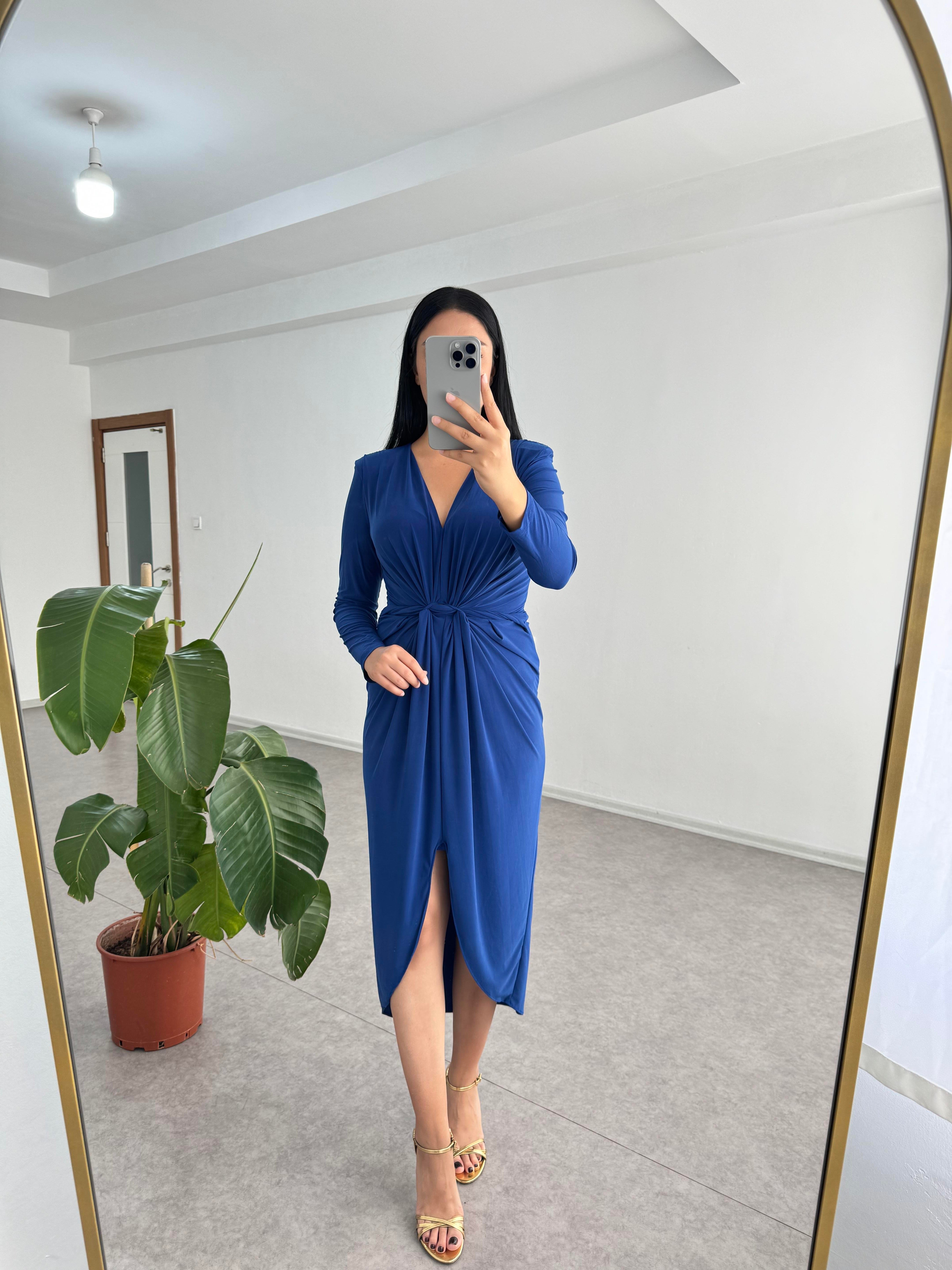 Sendy Kumaş Mavi Elbise