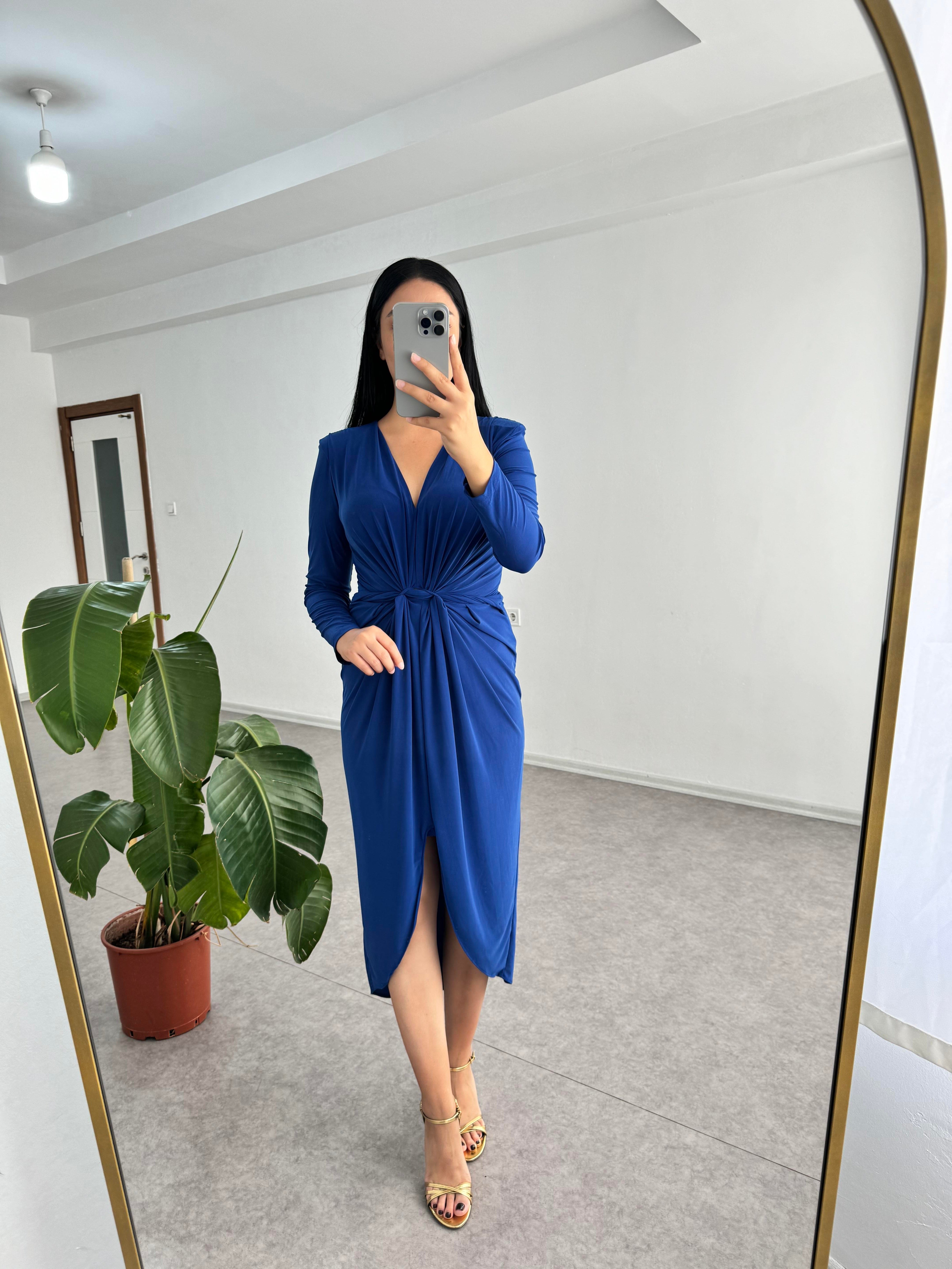 Sendy Kumaş Mavi Elbise