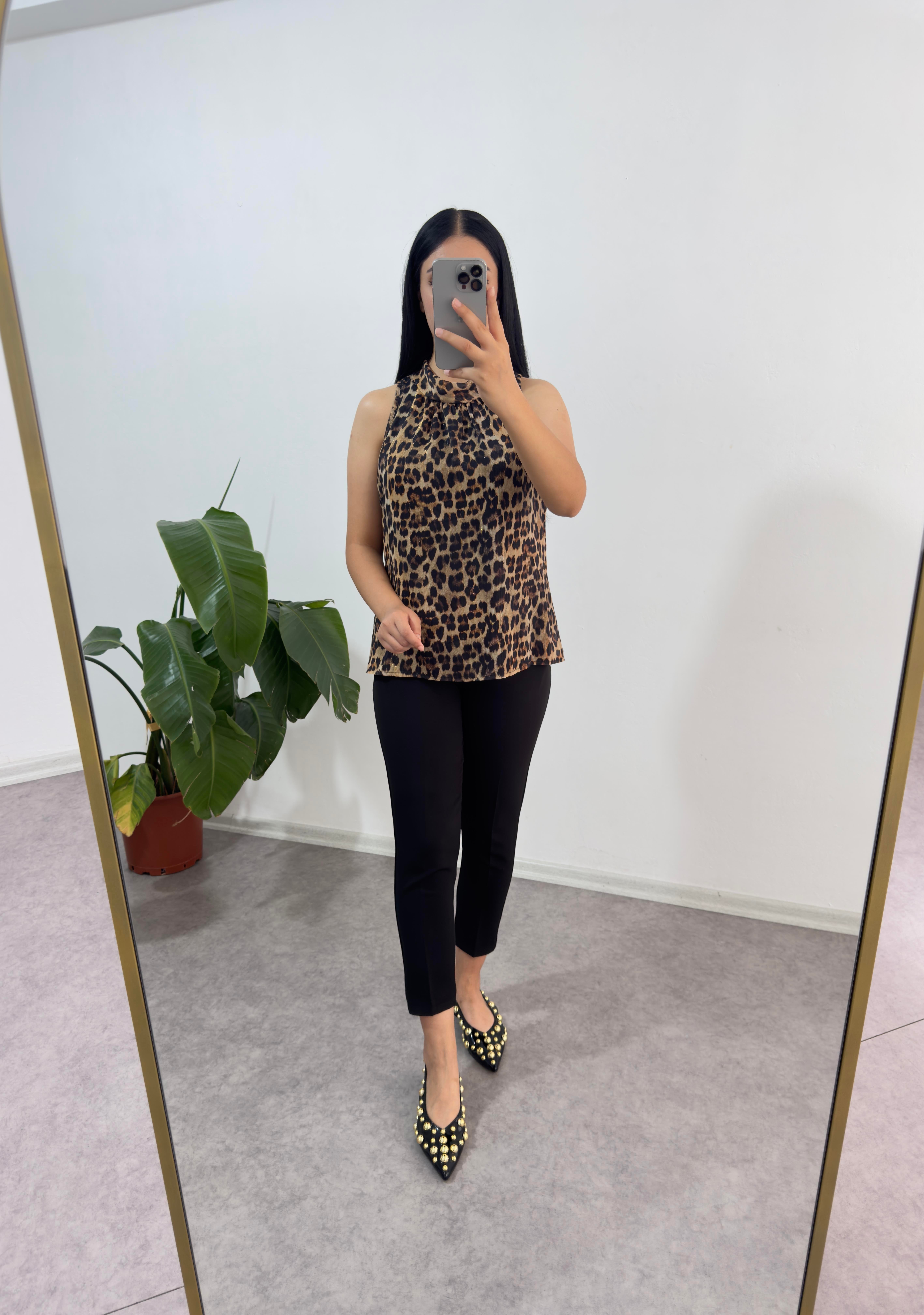 Şifon Astarlı Leopar Bluz