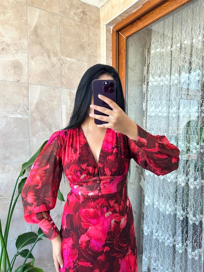 Şifon elbise kırmızı