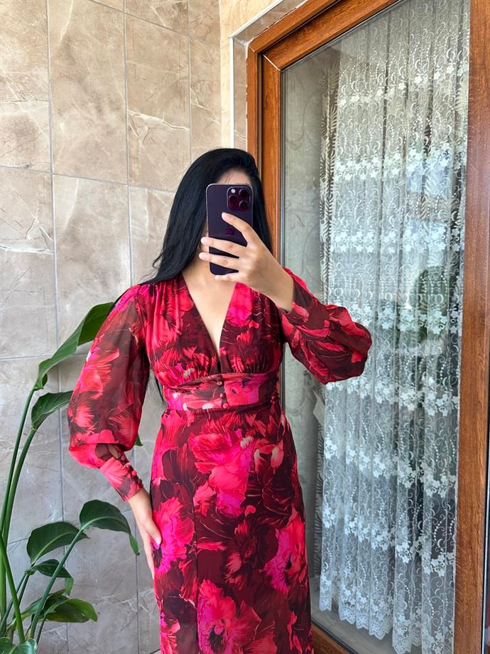 Şifon elbise kırmızı